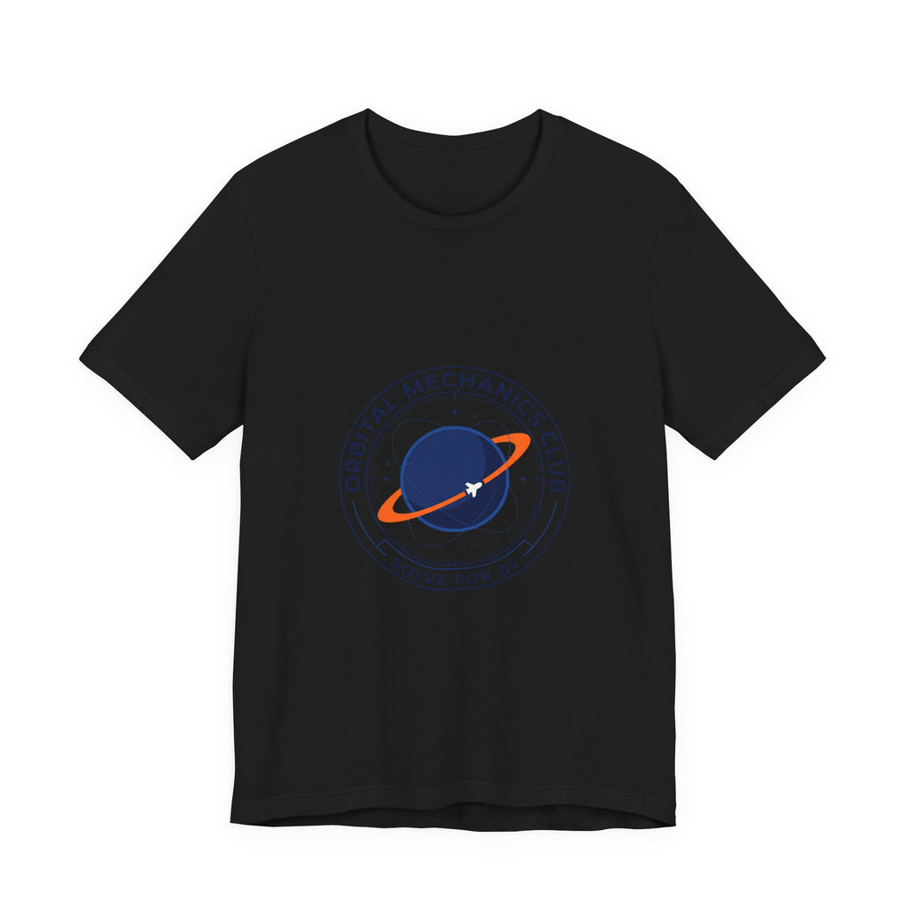 Orbital Mechanics Club Patch T-Shirt – Space Mission Graphic Tee | Rocket & Astronomy Design | Science Nerd Shirt