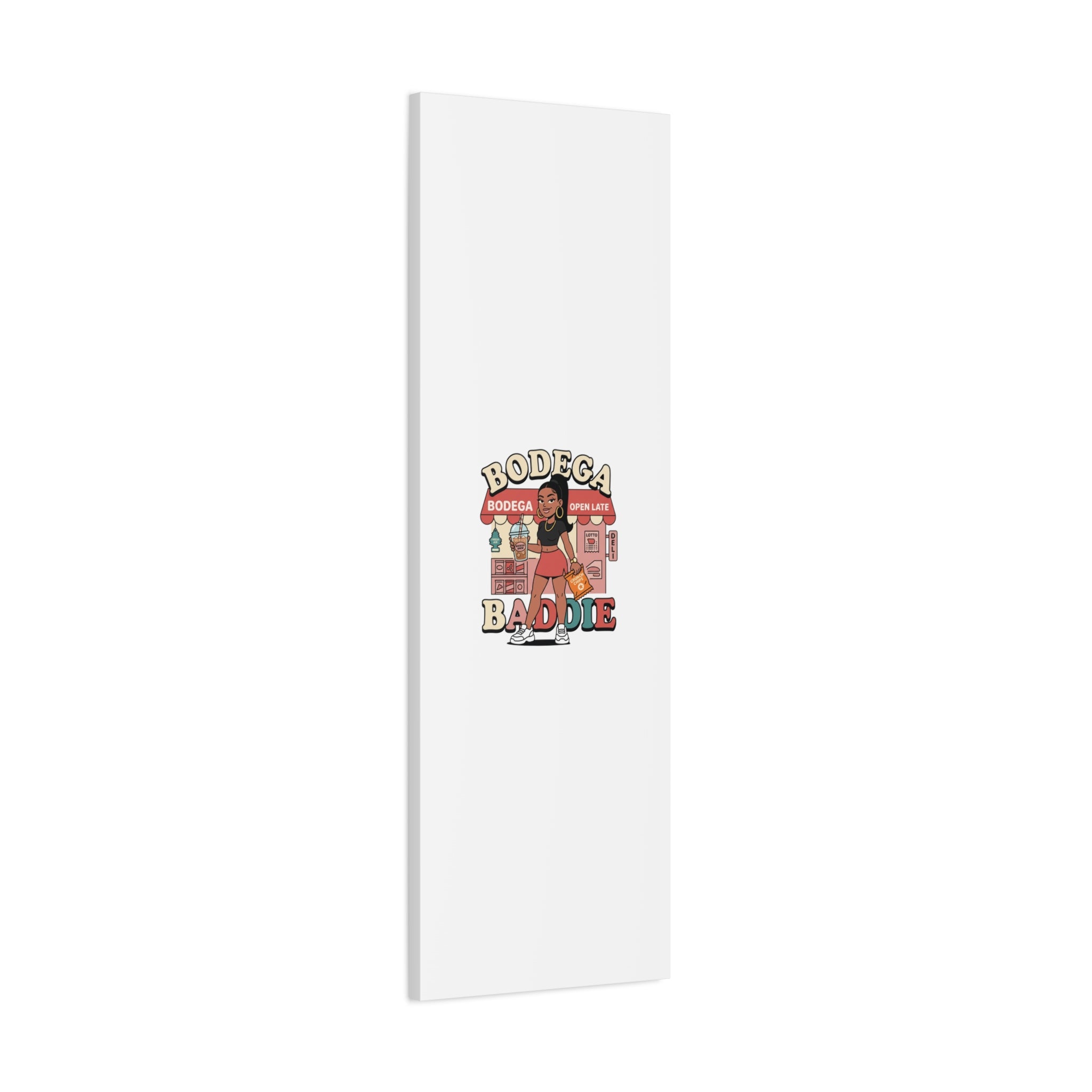 Bodega Baddie Matte Canvas Wall Art – NYC Y2K Aesthetic | Spanglish Deli Vibe | Streetwear Inspired Stretched Canvas
