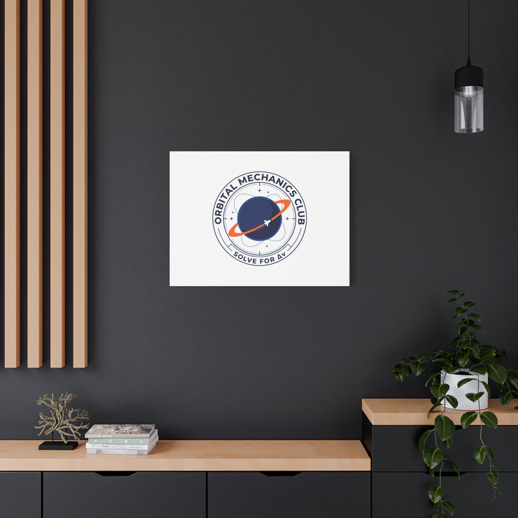 Orbital Mechanics Club Mission Patch Canvas – Space Rocket Wall Art | Astronaut & STEM Decor | Science Aesthetic Canvas