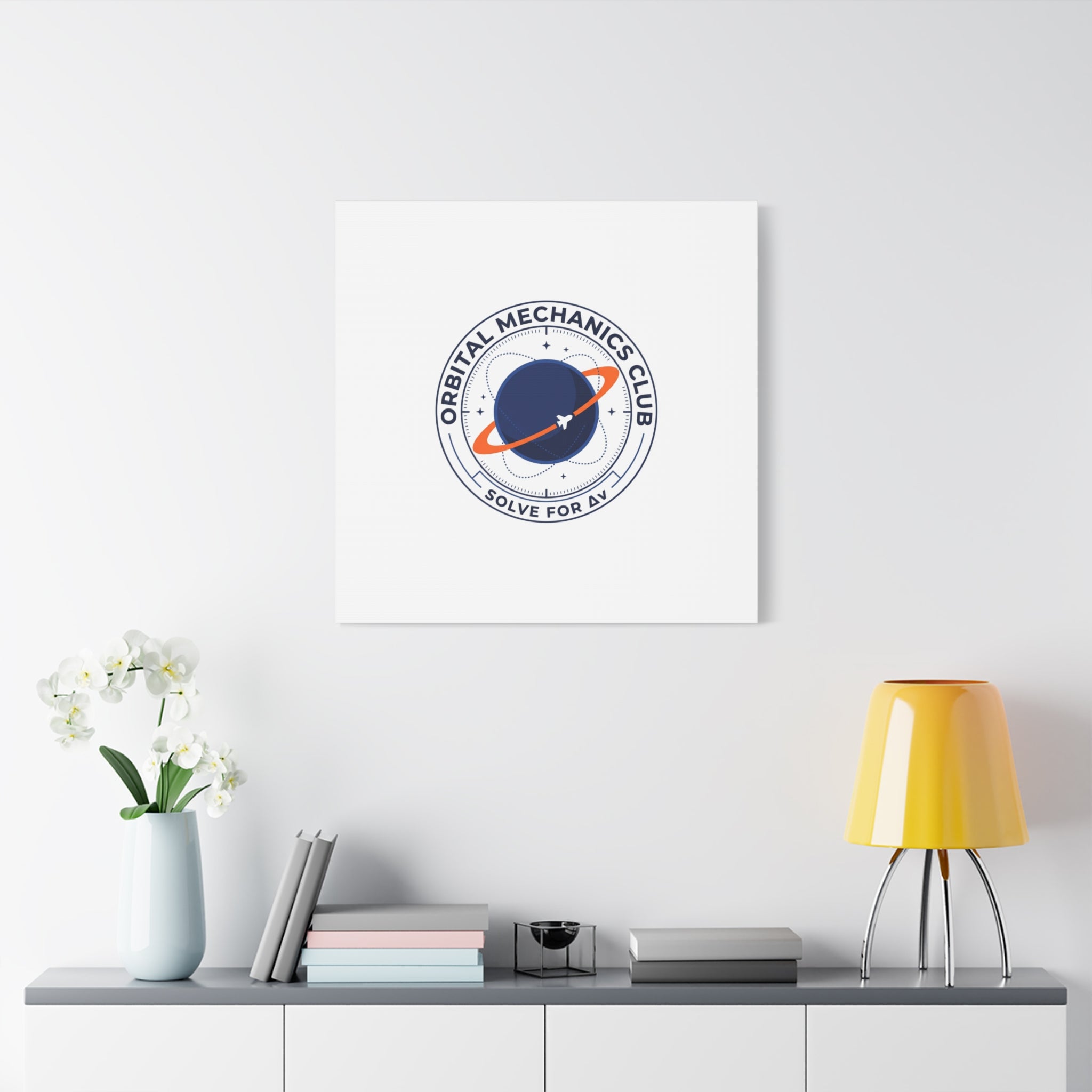 Orbital Mechanics Club Mission Patch Canvas – Space Rocket Wall Art | Astronaut & STEM Decor | Science Aesthetic Canvas