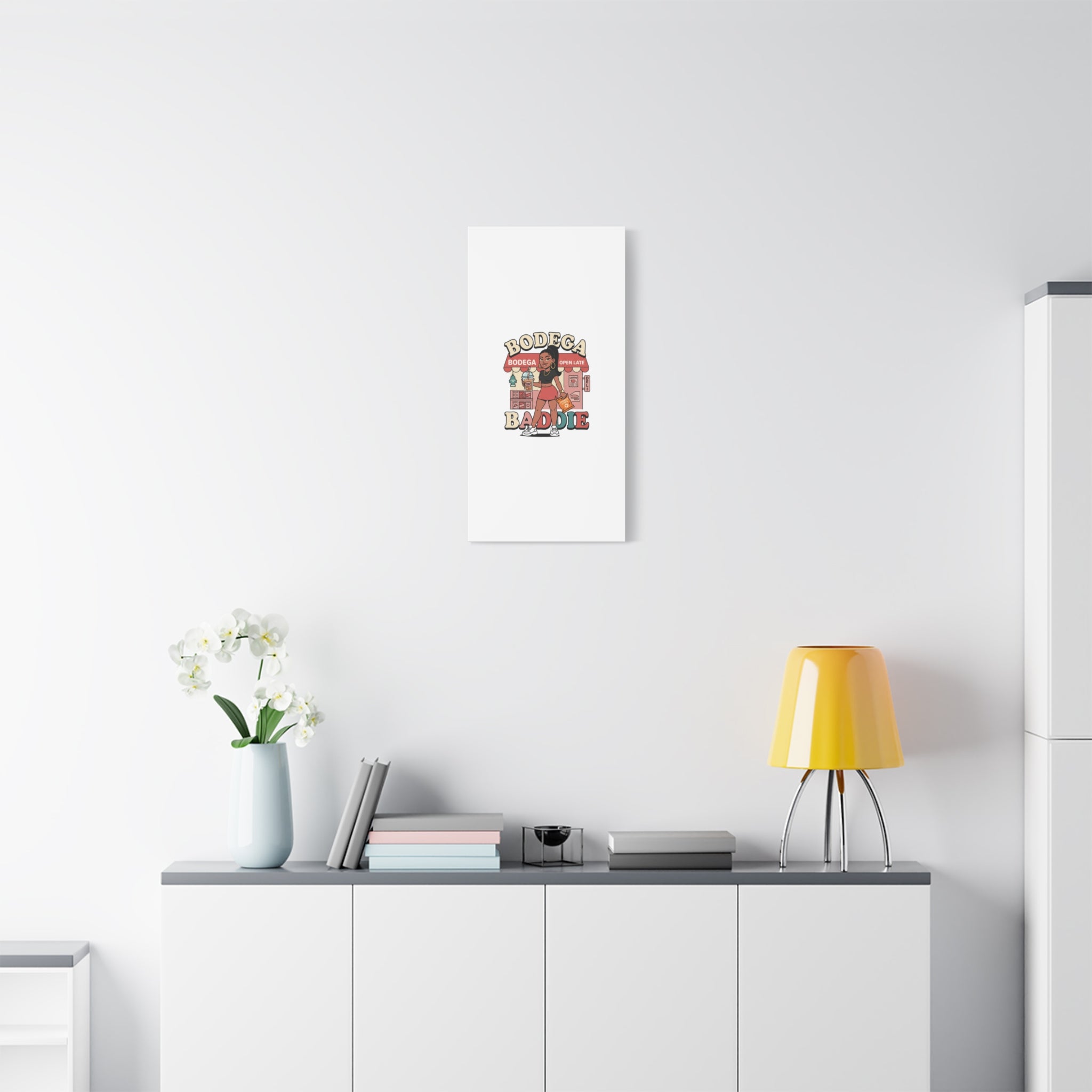 Bodega Baddie Matte Canvas Wall Art – NYC Y2K Aesthetic | Spanglish Deli Vibe | Streetwear Inspired Stretched Canvas