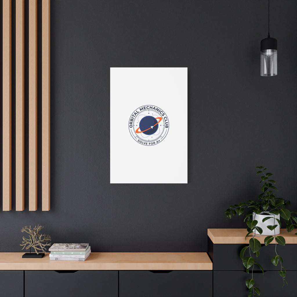 Orbital Mechanics Club Mission Patch Canvas – Space Rocket Wall Art | Astronaut & STEM Decor | Science Aesthetic Canvas