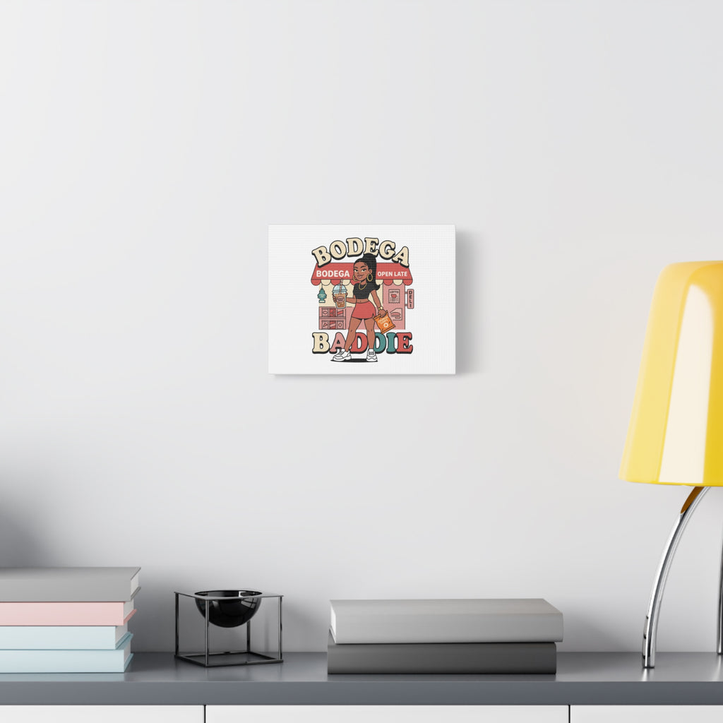Bodega Baddie Matte Canvas Wall Art – NYC Y2K Aesthetic | Spanglish Deli Vibe | Streetwear Inspired Stretched Canvas