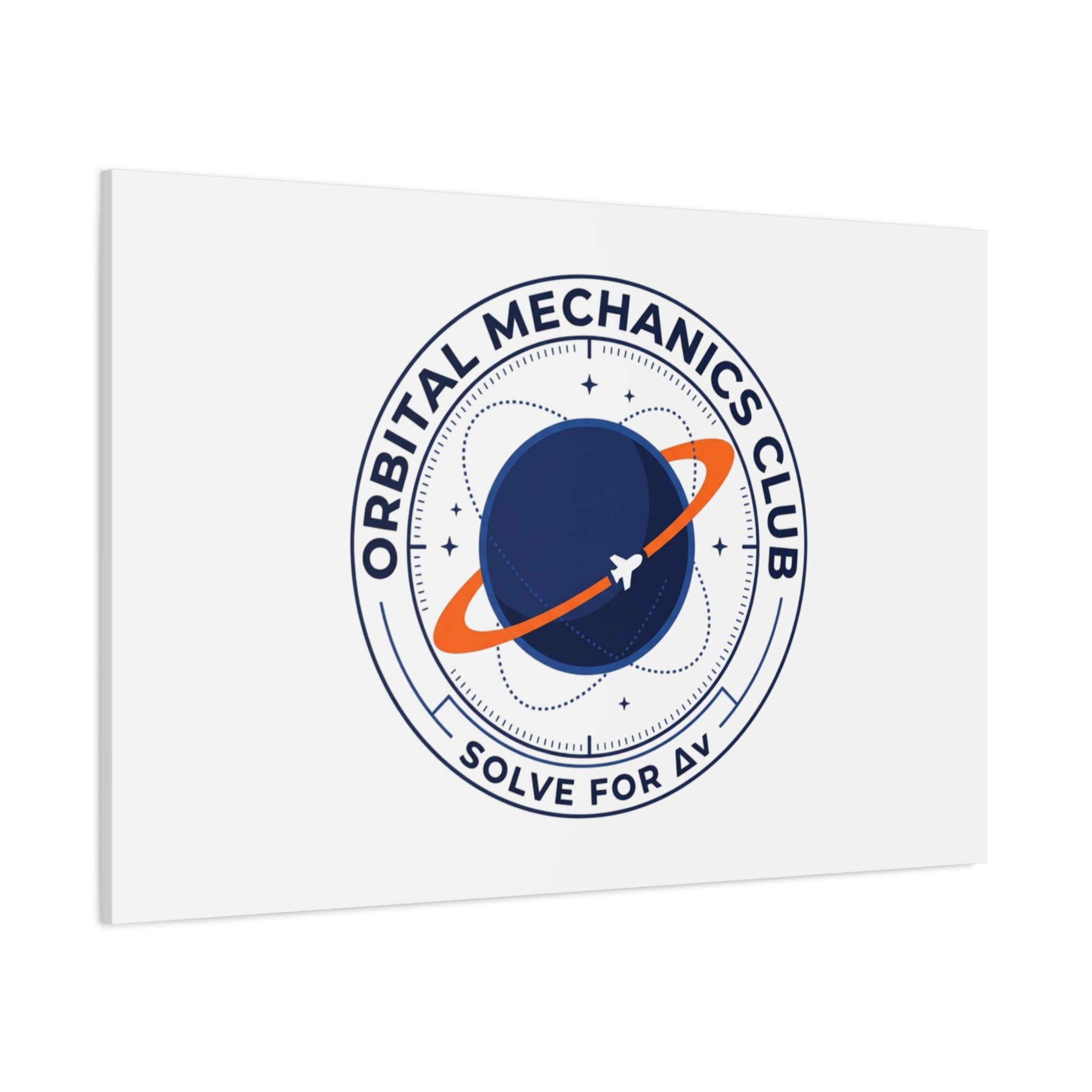 Orbital Mechanics Club Mission Patch Canvas – Space Rocket Wall Art | Astronaut & STEM Decor | Science Aesthetic Canvas