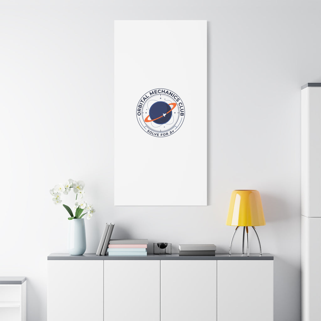 Orbital Mechanics Club Mission Patch Canvas – Space Rocket Wall Art | Astronaut & STEM Decor | Science Aesthetic Canvas
