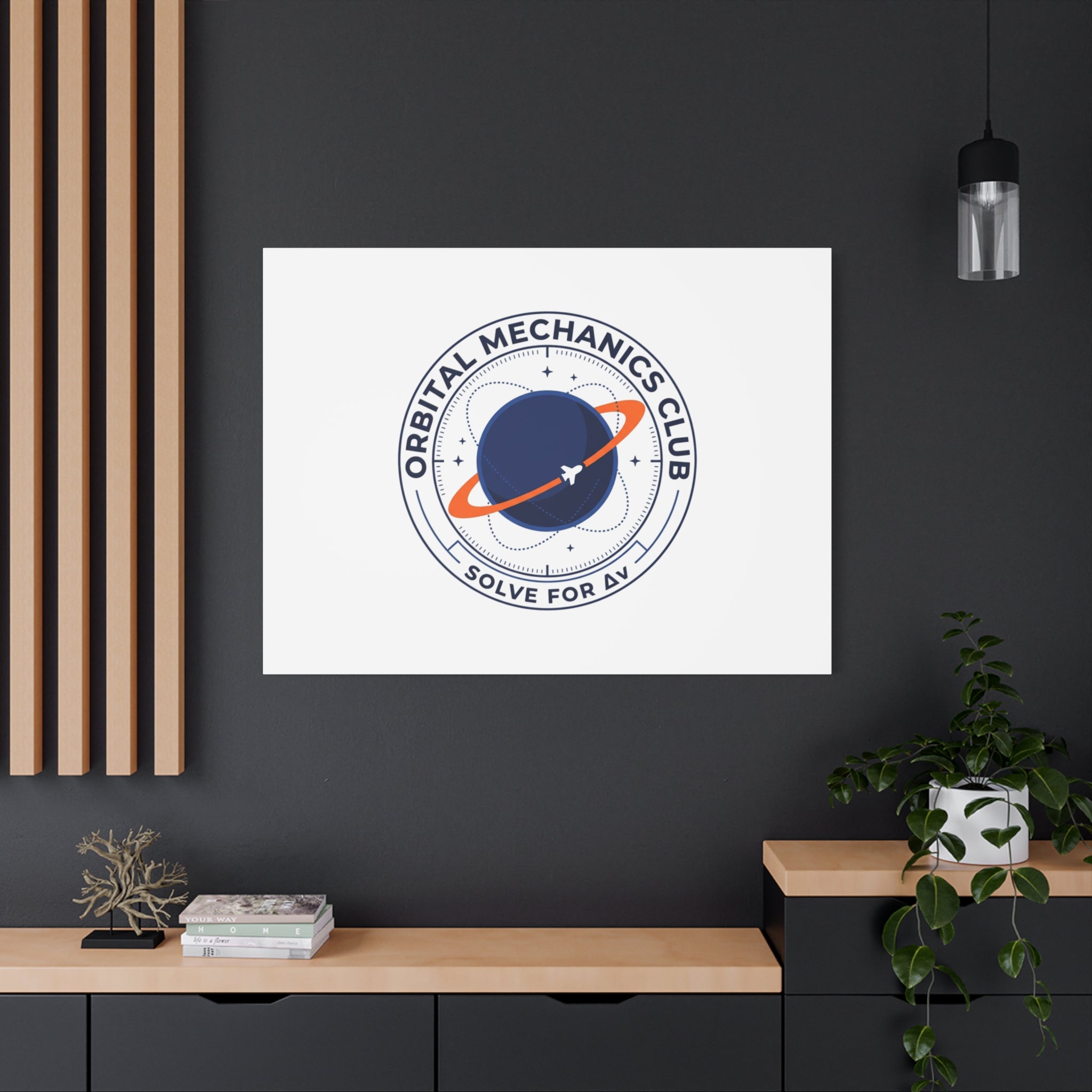 Orbital Mechanics Club Mission Patch Canvas – Space Rocket Wall Art | Astronaut & STEM Decor | Science Aesthetic Canvas