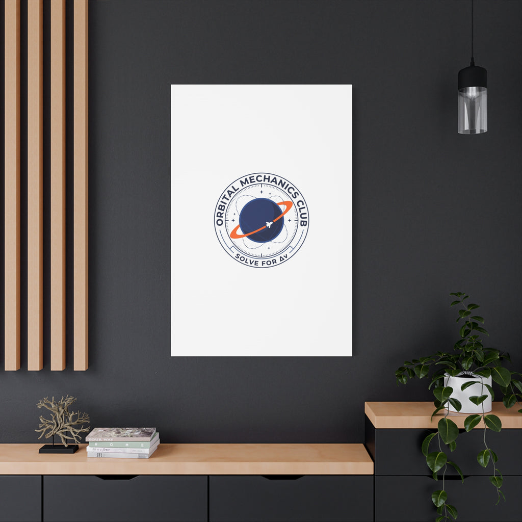 Orbital Mechanics Club Mission Patch Canvas – Space Rocket Wall Art | Astronaut & STEM Decor | Science Aesthetic Canvas