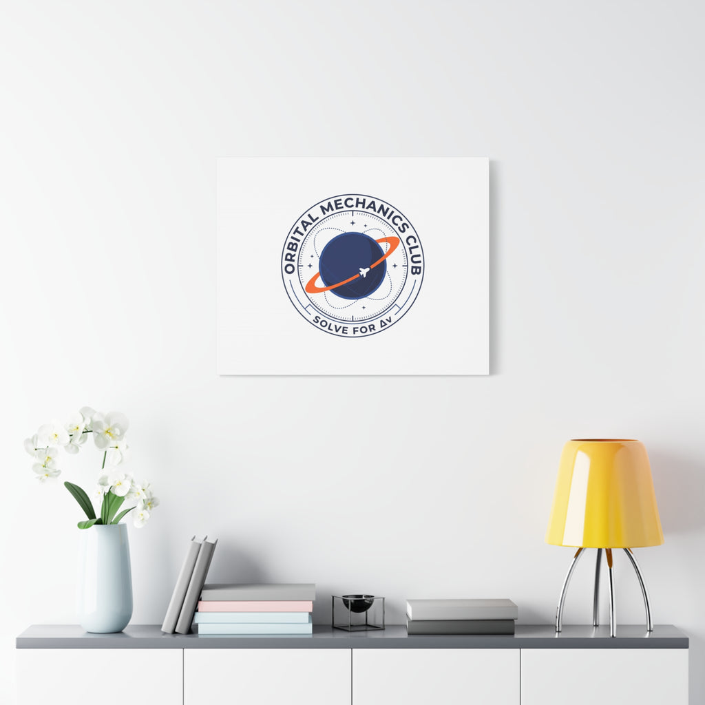 Orbital Mechanics Club Mission Patch Canvas – Space Rocket Wall Art | Astronaut & STEM Decor | Science Aesthetic Canvas