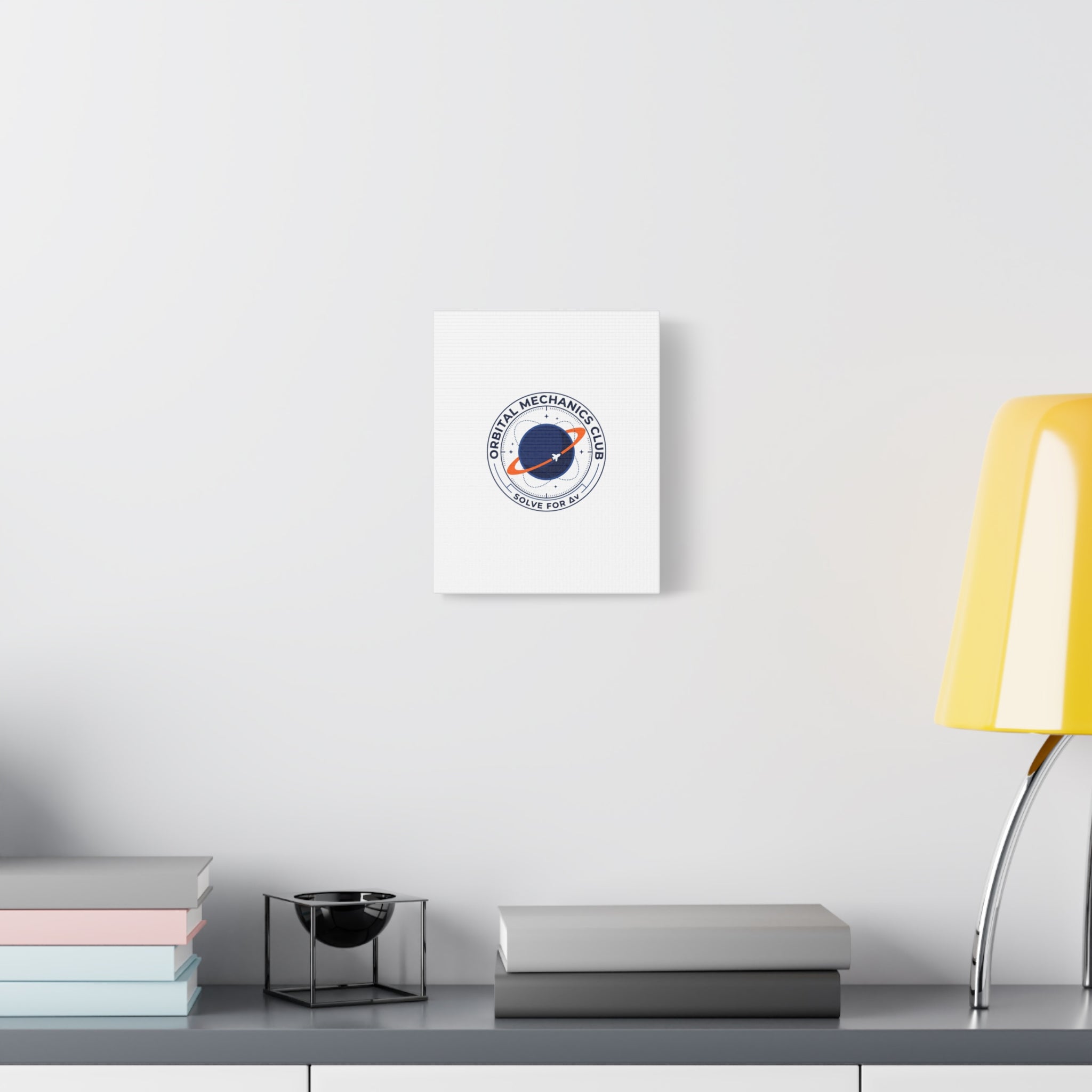 Orbital Mechanics Club Mission Patch Canvas – Space Rocket Wall Art | Astronaut & STEM Decor | Science Aesthetic Canvas