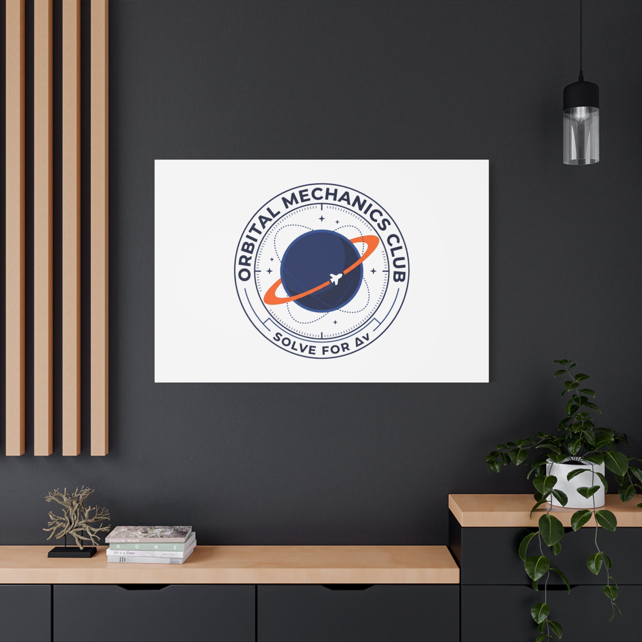 Orbital Mechanics Club Mission Patch Canvas – Space Rocket Wall Art | Astronaut & STEM Decor | Science Aesthetic Canvas
