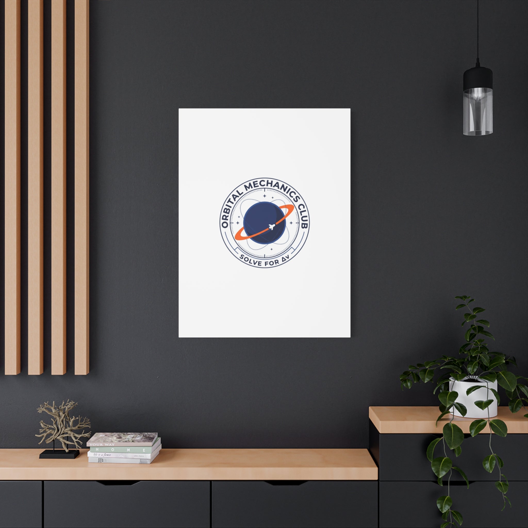 Orbital Mechanics Club Mission Patch Canvas – Space Rocket Wall Art | Astronaut & STEM Decor | Science Aesthetic Canvas