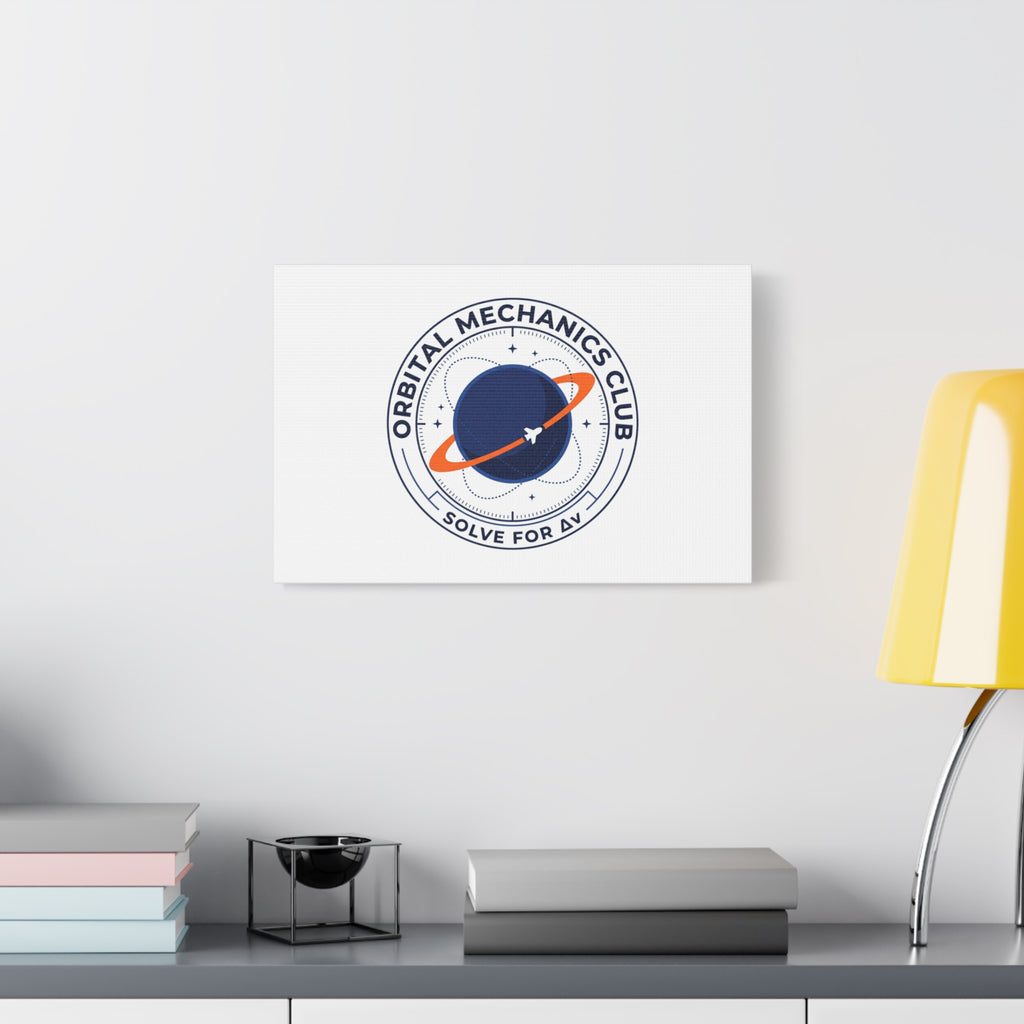 Orbital Mechanics Club Mission Patch Canvas – Space Rocket Wall Art | Astronaut & STEM Decor | Science Aesthetic Canvas