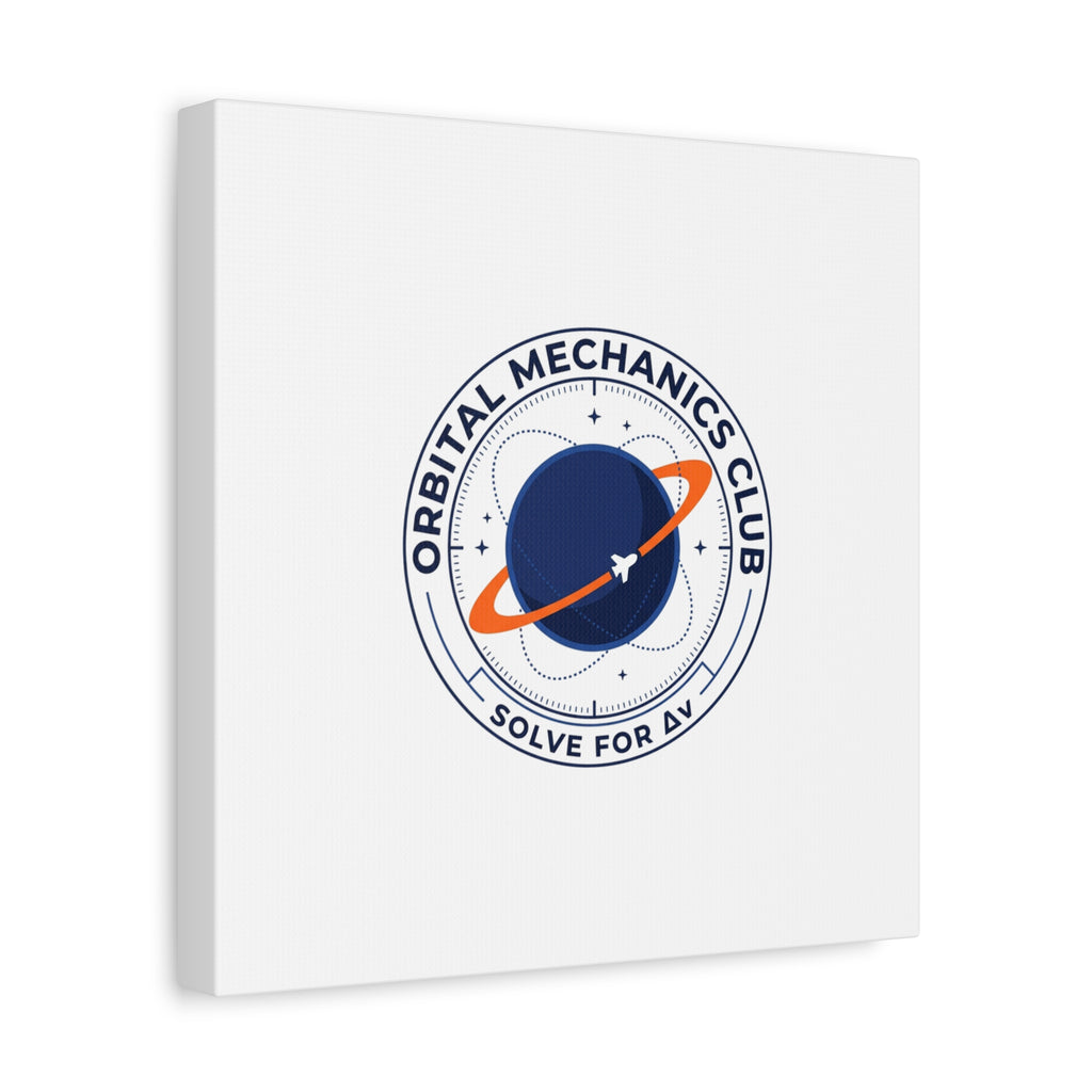Orbital Mechanics Club Mission Patch Canvas – Space Rocket Wall Art | Astronaut & STEM Decor | Science Aesthetic Canvas