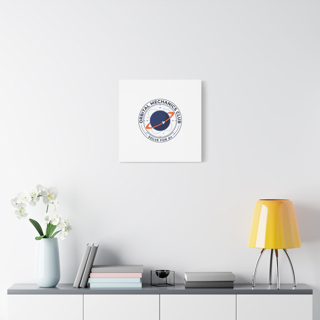 Orbital Mechanics Club Mission Patch Canvas – Space Rocket Wall Art | Astronaut & STEM Decor | Science Aesthetic Canvas