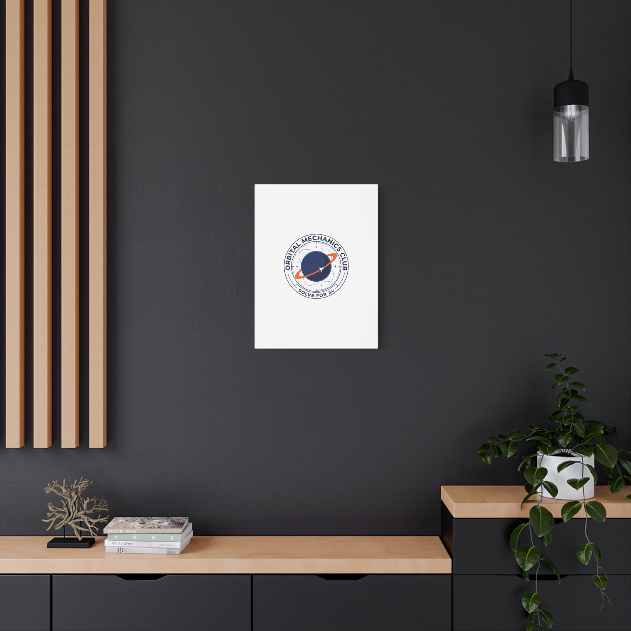 Orbital Mechanics Club Mission Patch Canvas – Space Rocket Wall Art | Astronaut & STEM Decor | Science Aesthetic Canvas