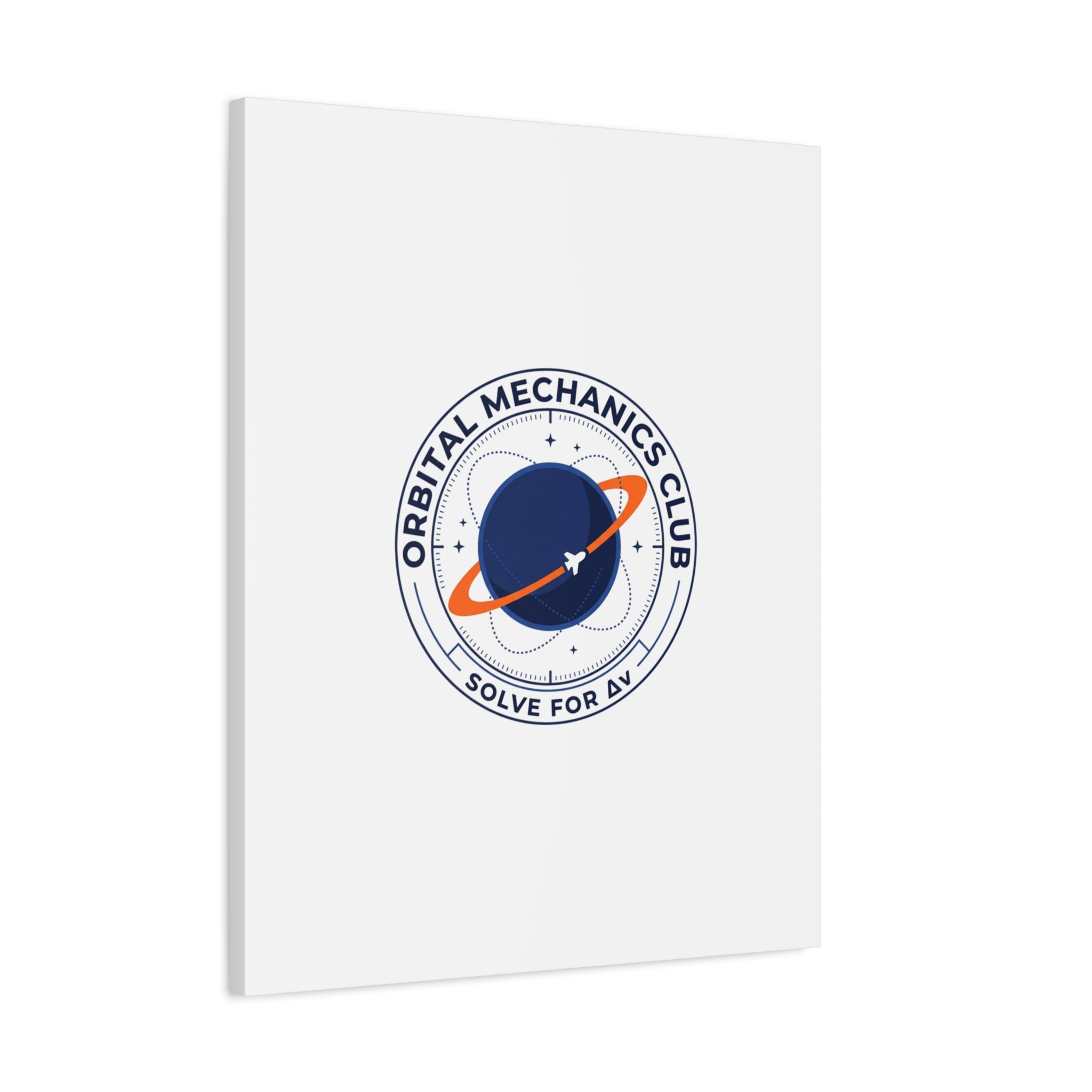 Orbital Mechanics Club Mission Patch Canvas – Space Rocket Wall Art | Astronaut & STEM Decor | Science Aesthetic Canvas