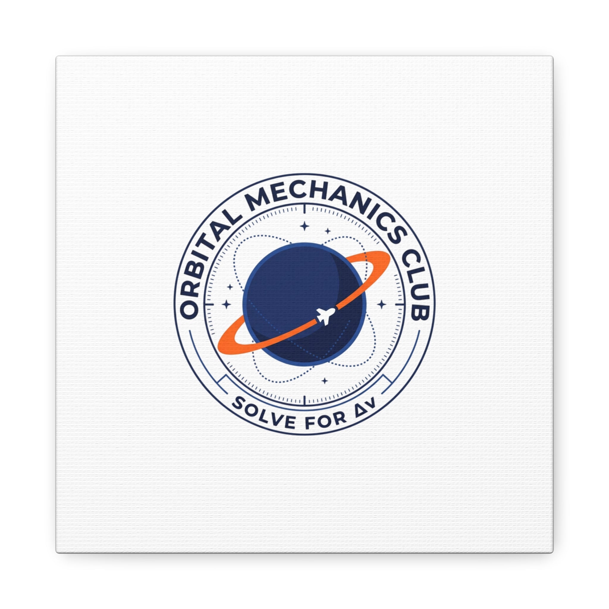 Orbital Mechanics Club Mission Patch Canvas – Space Rocket Wall Art | Astronaut & STEM Decor | Science Aesthetic Canvas