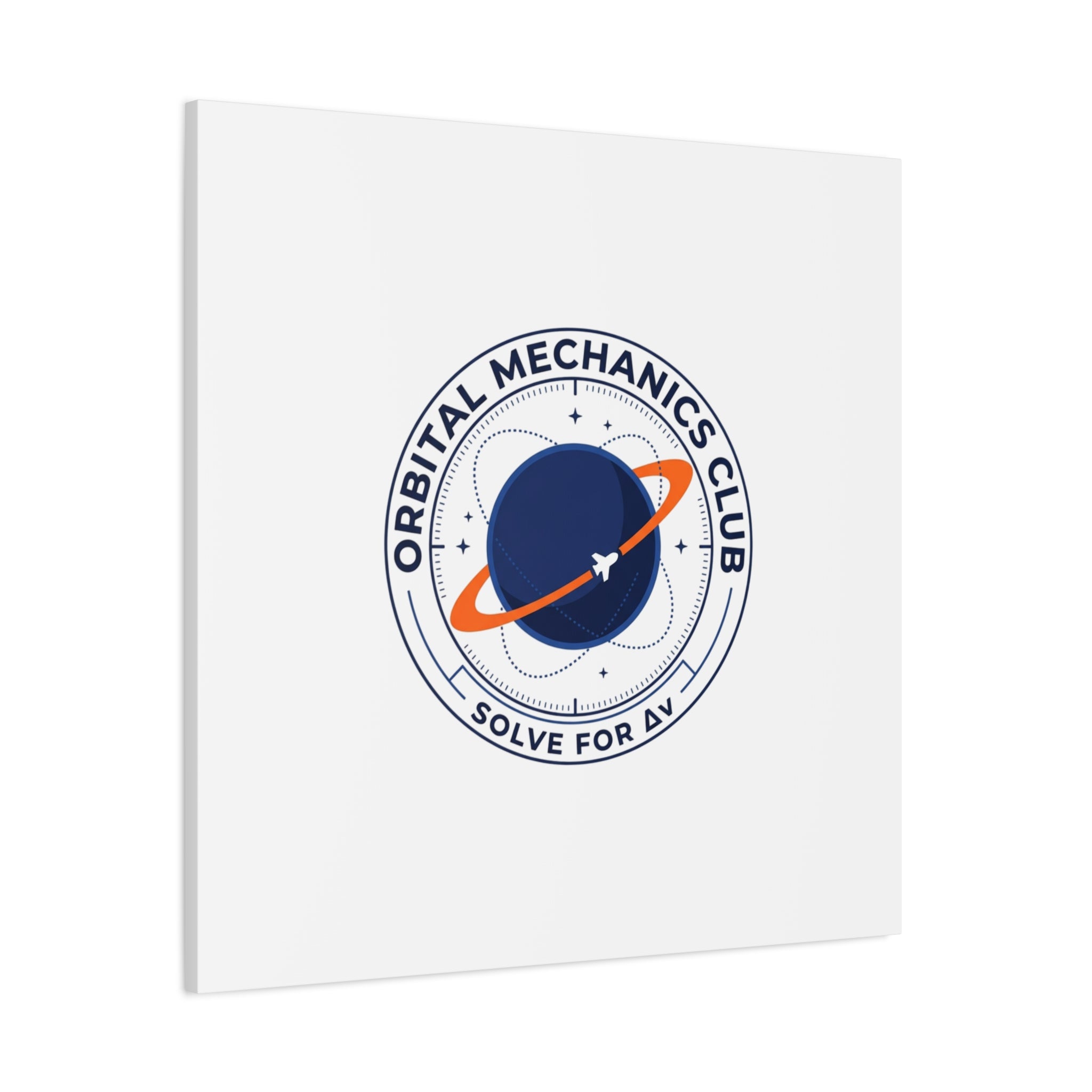 Orbital Mechanics Club Mission Patch Canvas – Space Rocket Wall Art | Astronaut & STEM Decor | Science Aesthetic Canvas