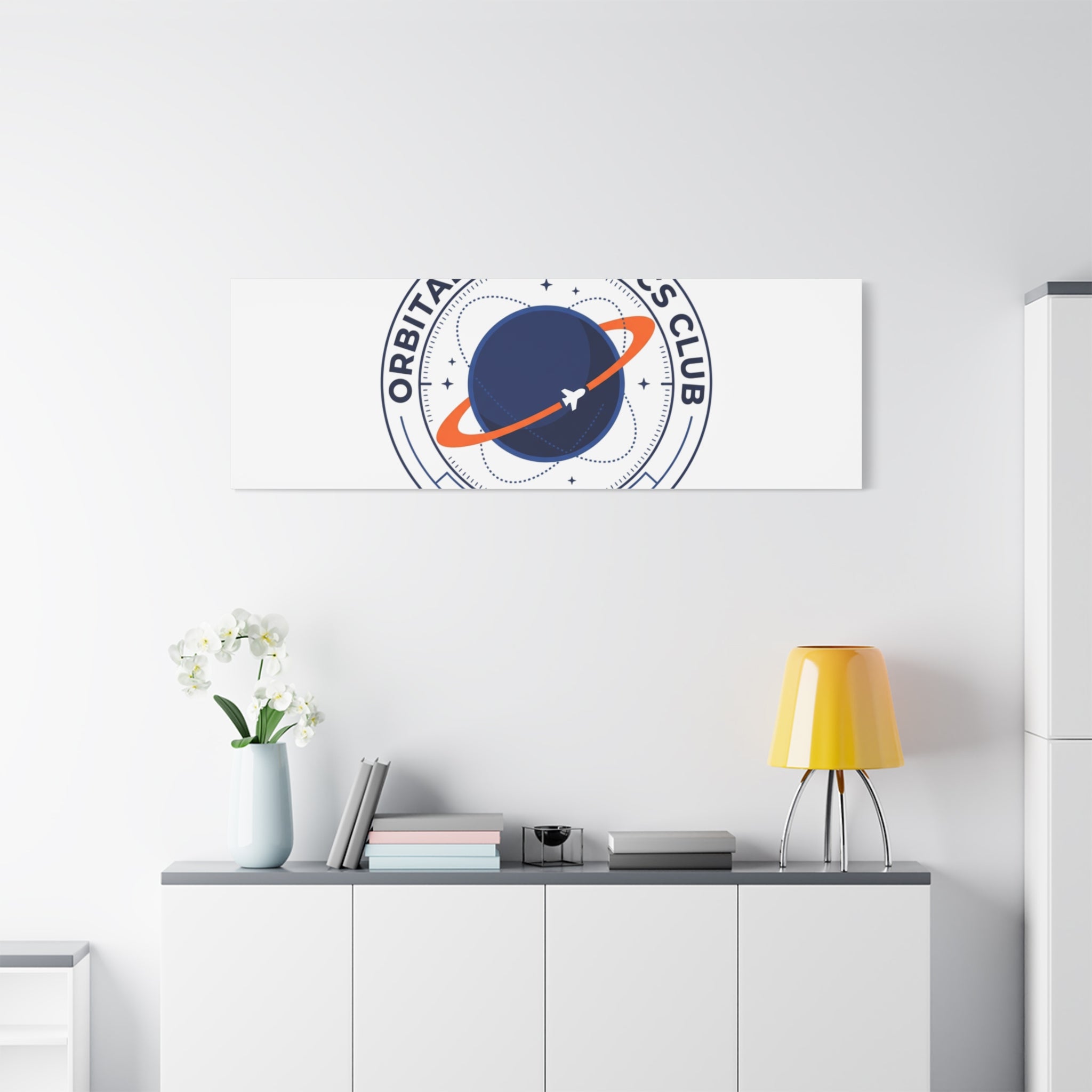 Orbital Mechanics Club Mission Patch Canvas – Space Rocket Wall Art | Astronaut & STEM Decor | Science Aesthetic Canvas
