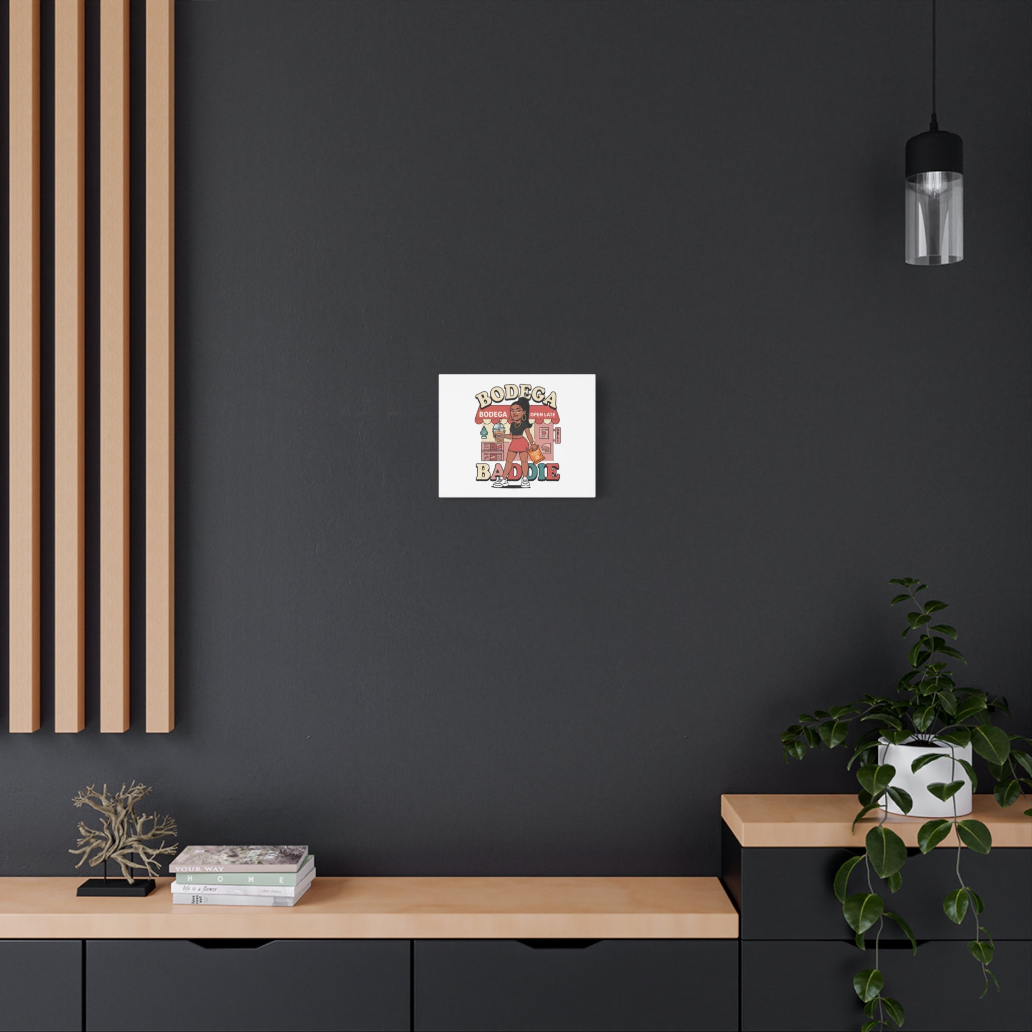 Bodega Baddie Matte Canvas Wall Art – NYC Y2K Aesthetic | Spanglish Deli Vibe | Streetwear Inspired Stretched Canvas