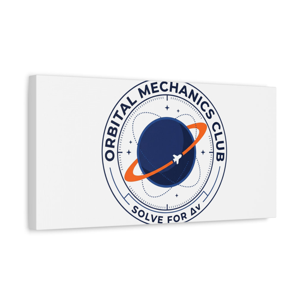 Orbital Mechanics Club Mission Patch Canvas – Space Rocket Wall Art | Astronaut & STEM Decor | Science Aesthetic Canvas