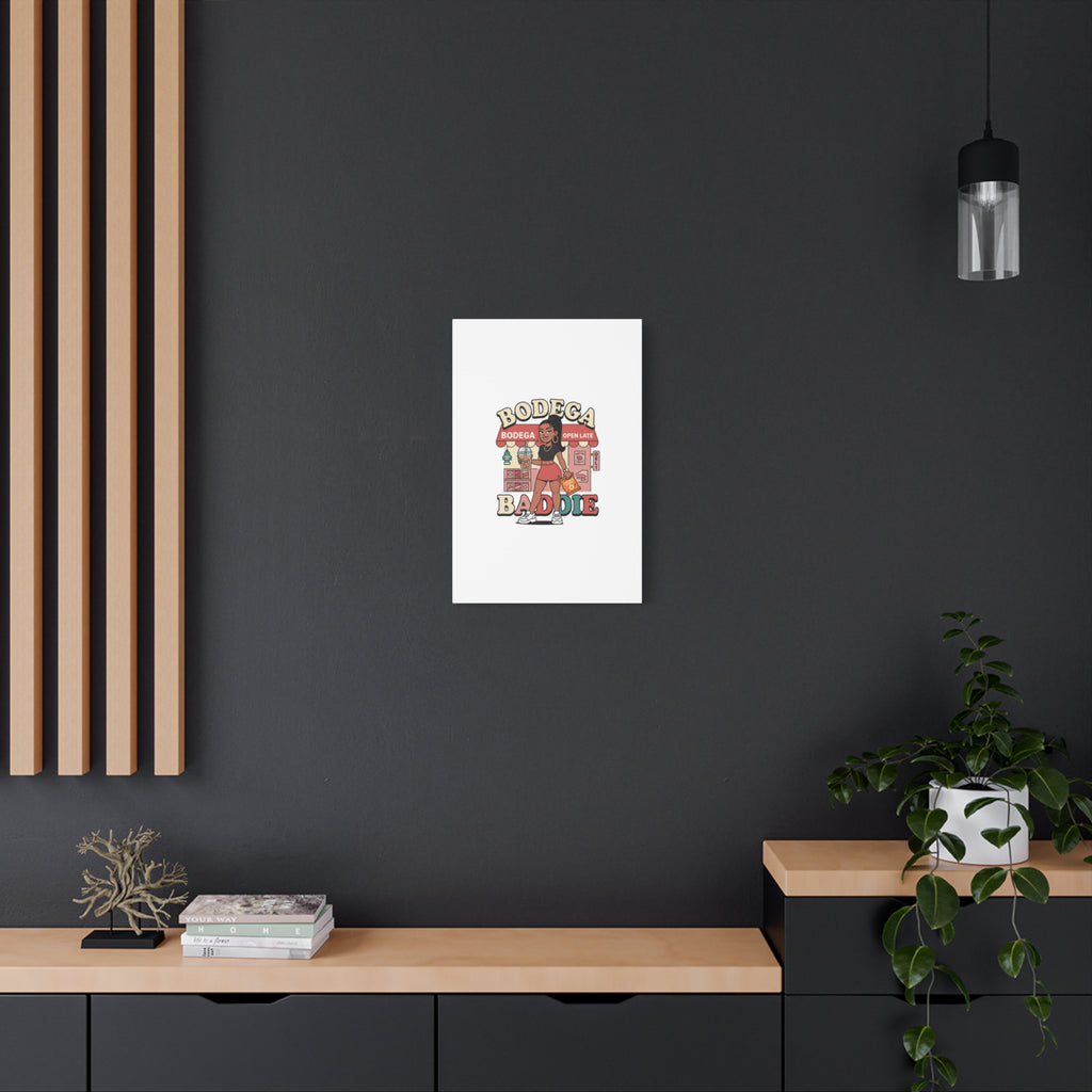 Bodega Baddie Matte Canvas Wall Art – NYC Y2K Aesthetic | Spanglish Deli Vibe | Streetwear Inspired Stretched Canvas