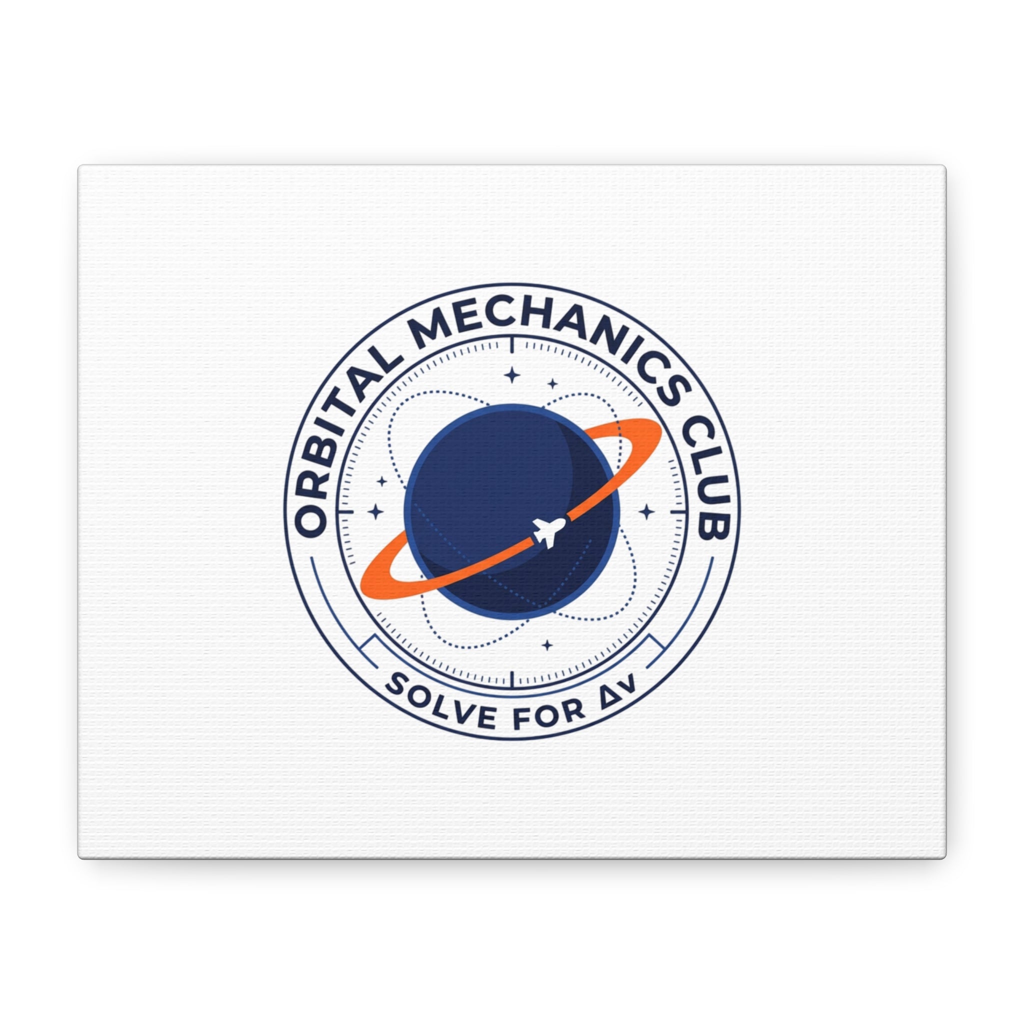 Orbital Mechanics Club Mission Patch Canvas – Space Rocket Wall Art | Astronaut & STEM Decor | Science Aesthetic Canvas