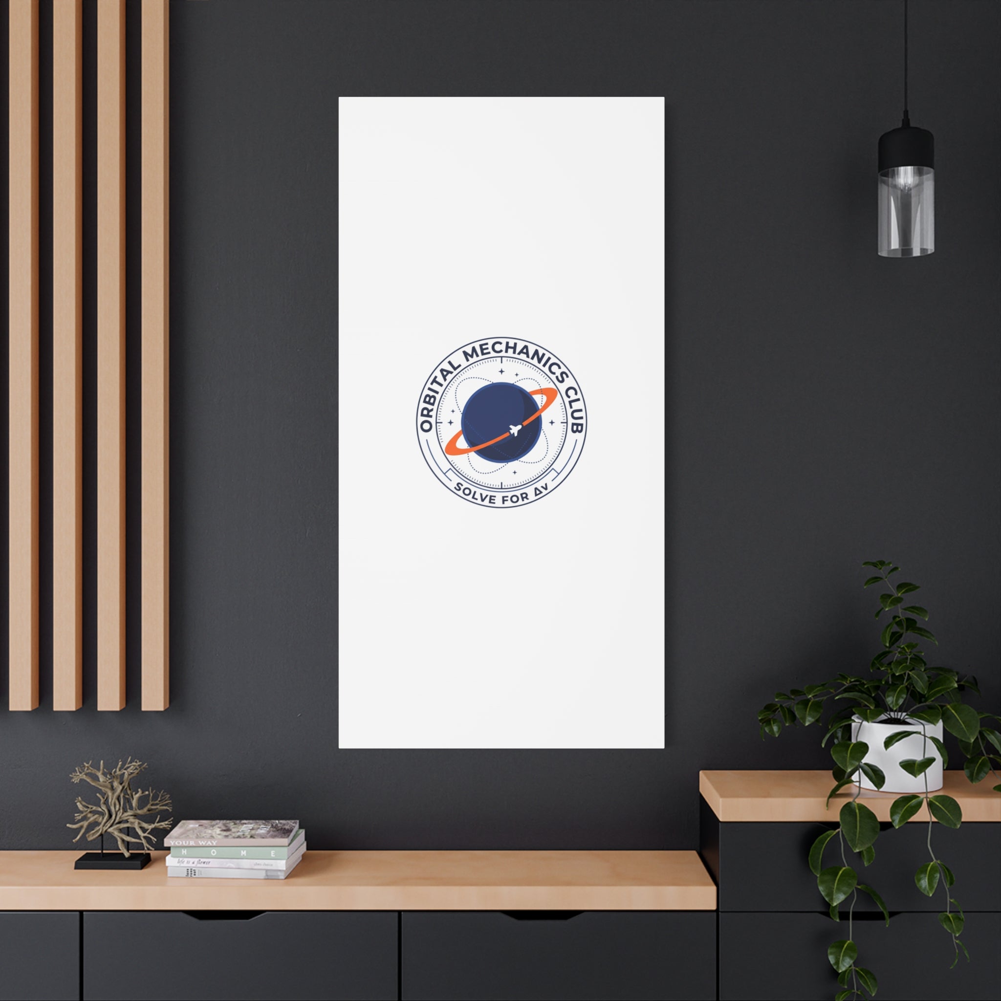 Orbital Mechanics Club Mission Patch Canvas – Space Rocket Wall Art | Astronaut & STEM Decor | Science Aesthetic Canvas