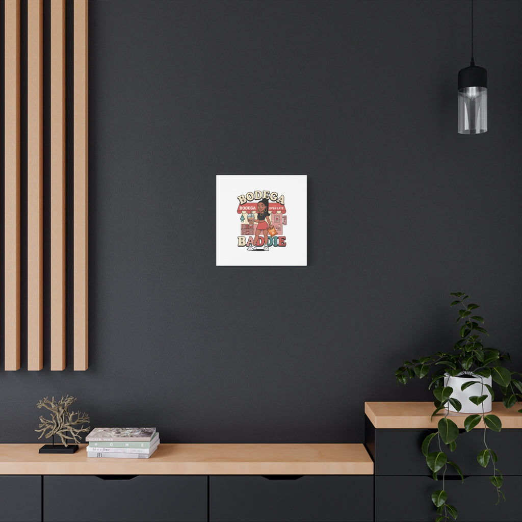 Bodega Baddie Matte Canvas Wall Art – NYC Y2K Aesthetic | Spanglish Deli Vibe | Streetwear Inspired Stretched Canvas
