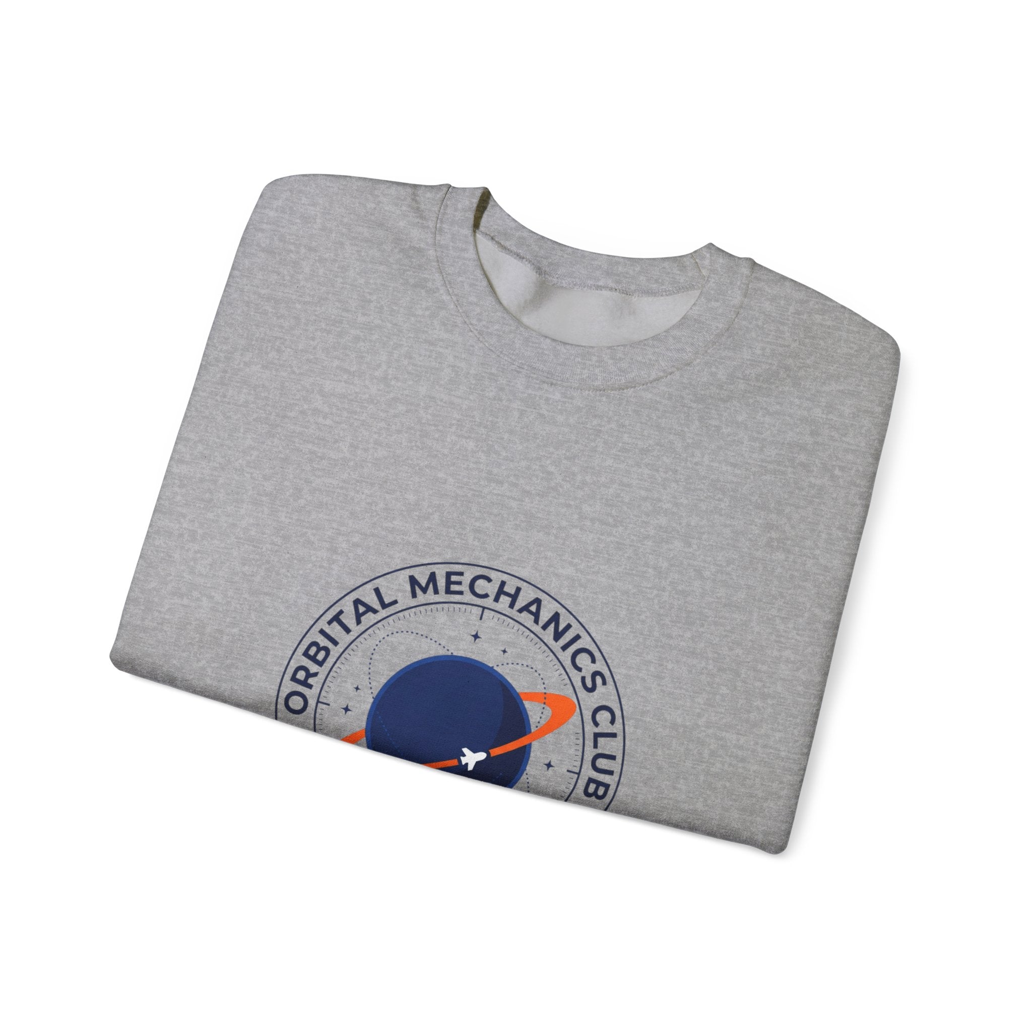 Orbital Mechanics Club Crewneck Sweatshirt – Space Mission Patch Pullover | Astronomy & Science Graphic | STEM Apparel