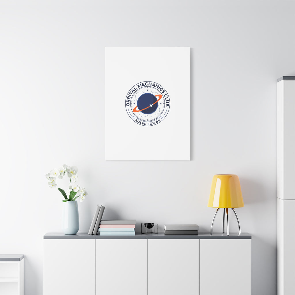 Orbital Mechanics Club Mission Patch Canvas – Space Rocket Wall Art | Astronaut & STEM Decor | Science Aesthetic Canvas