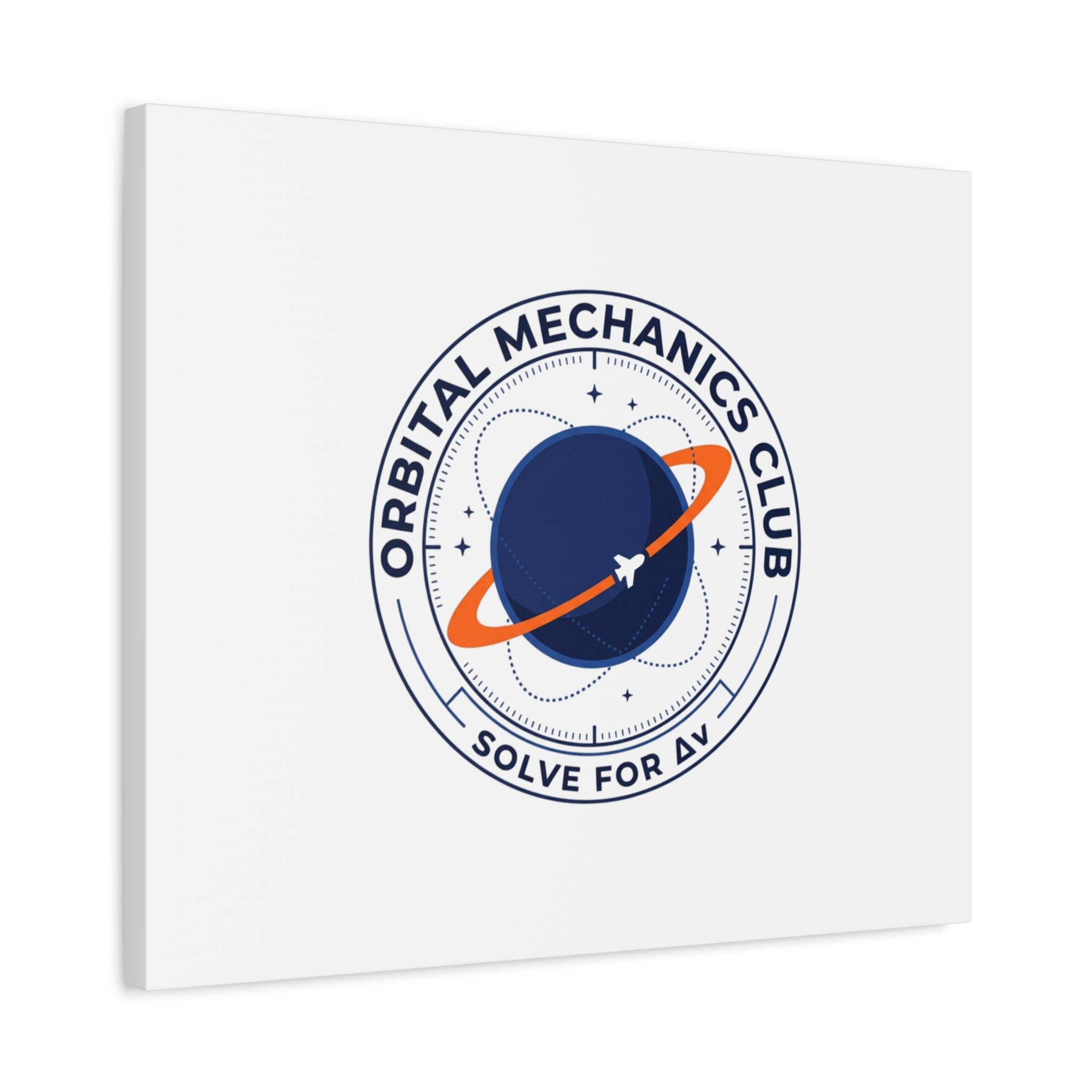 Orbital Mechanics Club Mission Patch Canvas – Space Rocket Wall Art | Astronaut & STEM Decor | Science Aesthetic Canvas