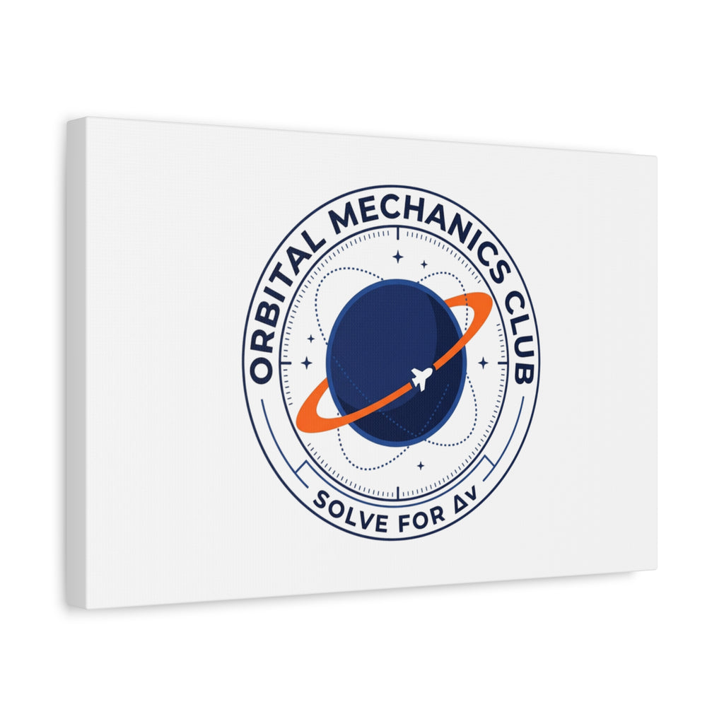 Orbital Mechanics Club Mission Patch Canvas – Space Rocket Wall Art | Astronaut & STEM Decor | Science Aesthetic Canvas
