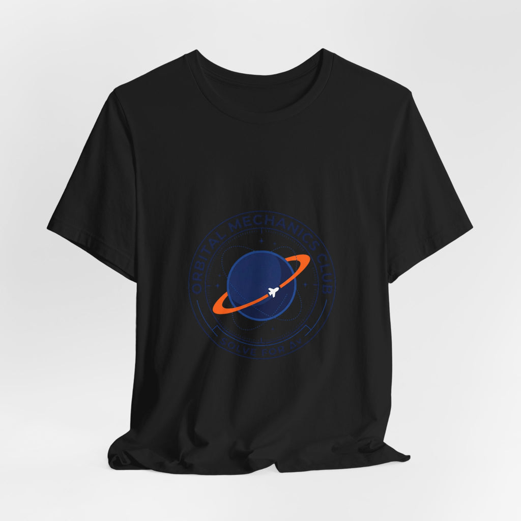 Orbital Mechanics Club Patch T-Shirt – Space Mission Graphic Tee | Rocket & Astronomy Design | Science Nerd Shirt