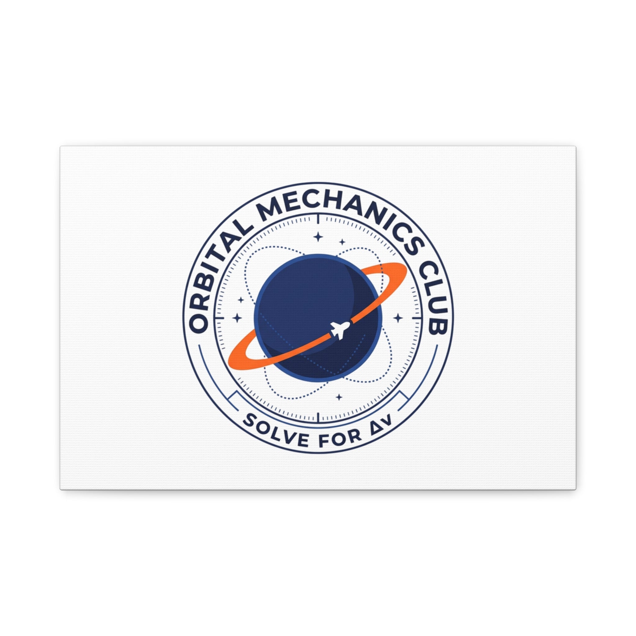 Orbital Mechanics Club Mission Patch Canvas – Space Rocket Wall Art | Astronaut & STEM Decor | Science Aesthetic Canvas