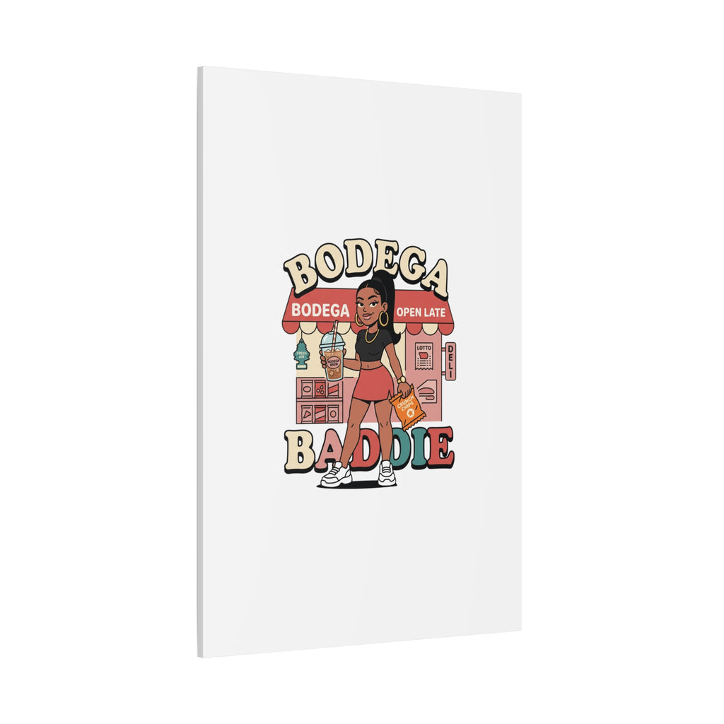 Bodega Baddie Matte Canvas Wall Art – NYC Y2K Aesthetic | Spanglish Deli Vibe | Streetwear Inspired Stretched Canvas