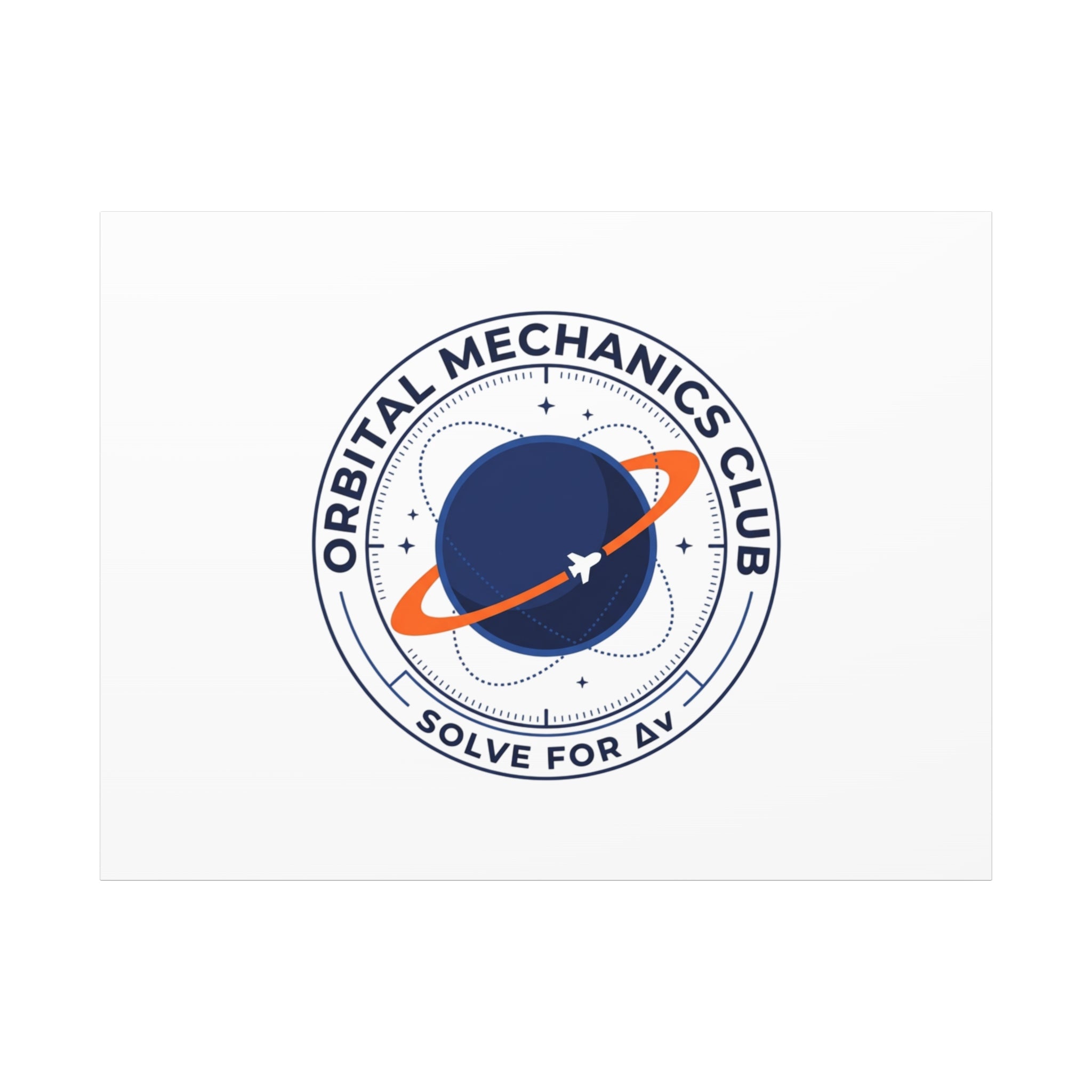 Orbital Mechanics Club Mission Patch Canvas – Space Rocket Wall Art | Astronaut & STEM Decor | Science Aesthetic Canvas
