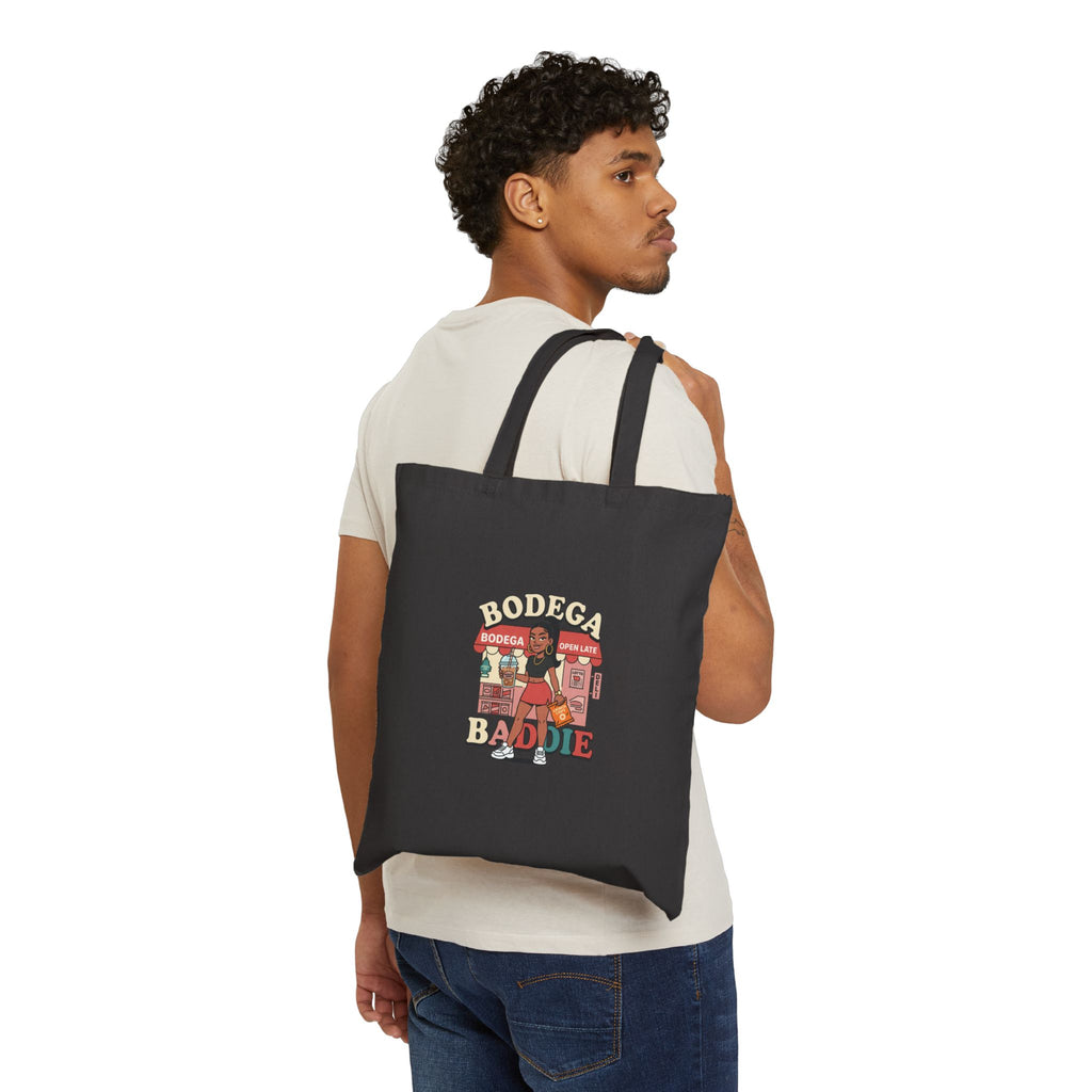 Bodega Baddie Tote Bag – NYC Y2K Aesthetic | Spanglish Corner Store Graphic | Cherry Streetwear Canvas Tote