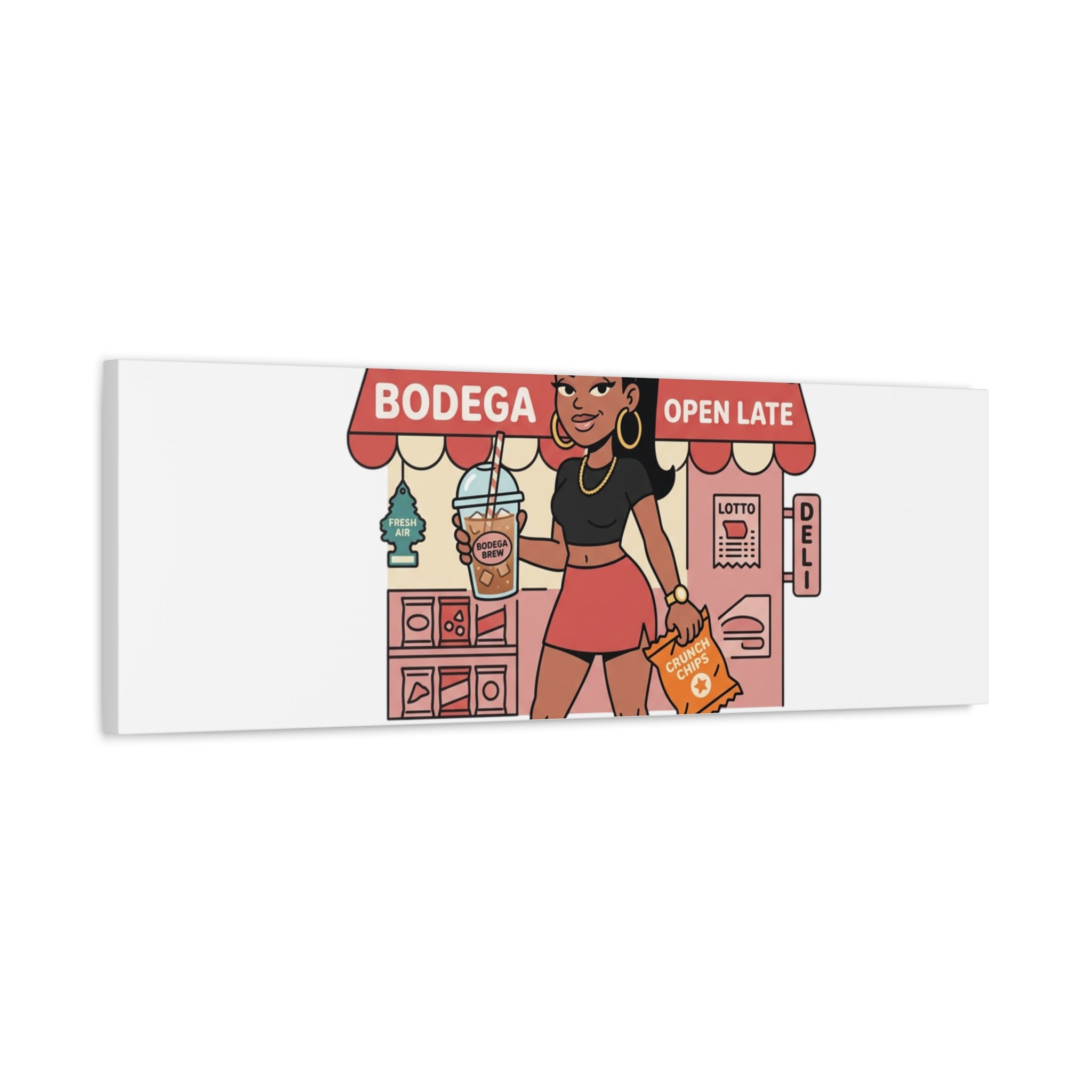 Bodega Baddie Matte Canvas Wall Art – NYC Y2K Aesthetic | Spanglish Deli Vibe | Streetwear Inspired Stretched Canvas