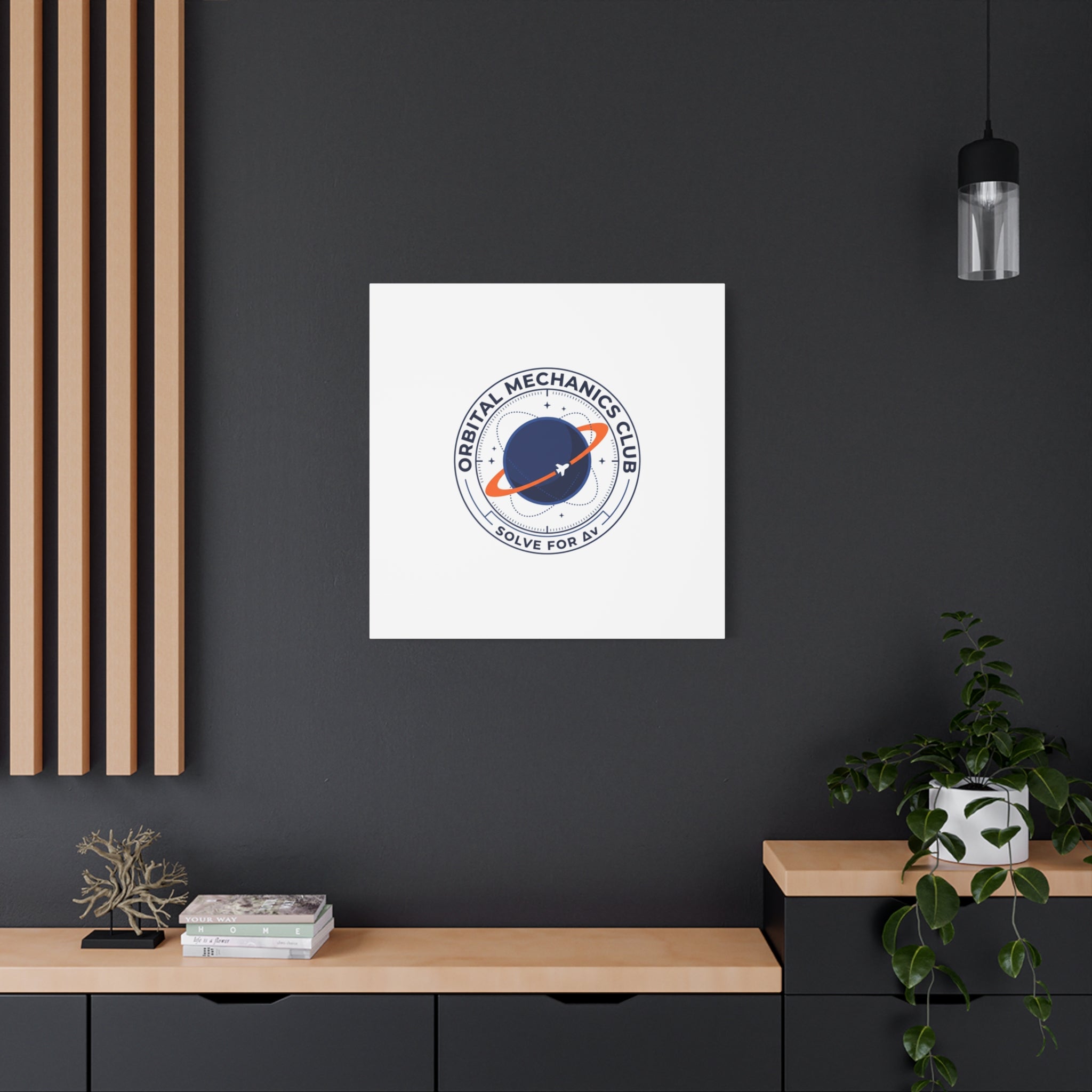 Orbital Mechanics Club Mission Patch Canvas – Space Rocket Wall Art | Astronaut & STEM Decor | Science Aesthetic Canvas