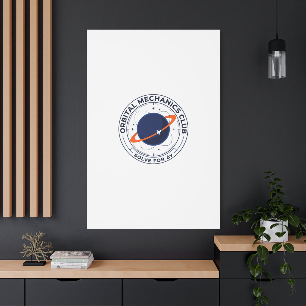 Orbital Mechanics Club Mission Patch Canvas – Space Rocket Wall Art | Astronaut & STEM Decor | Science Aesthetic Canvas