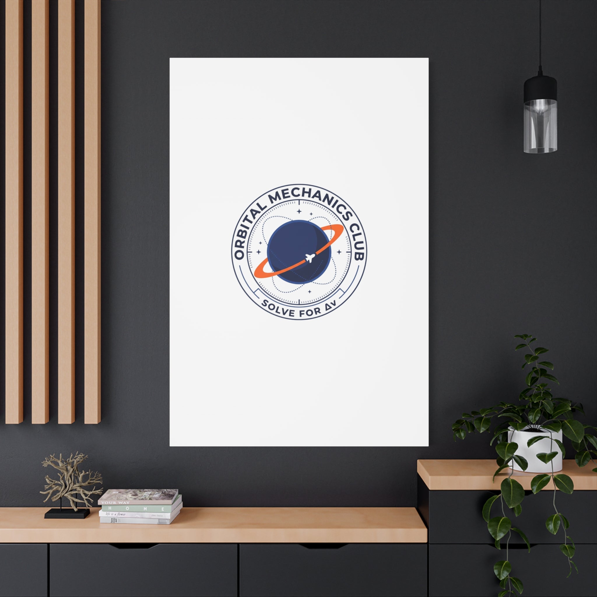 Orbital Mechanics Club Mission Patch Canvas – Space Rocket Wall Art | Astronaut & STEM Decor | Science Aesthetic Canvas