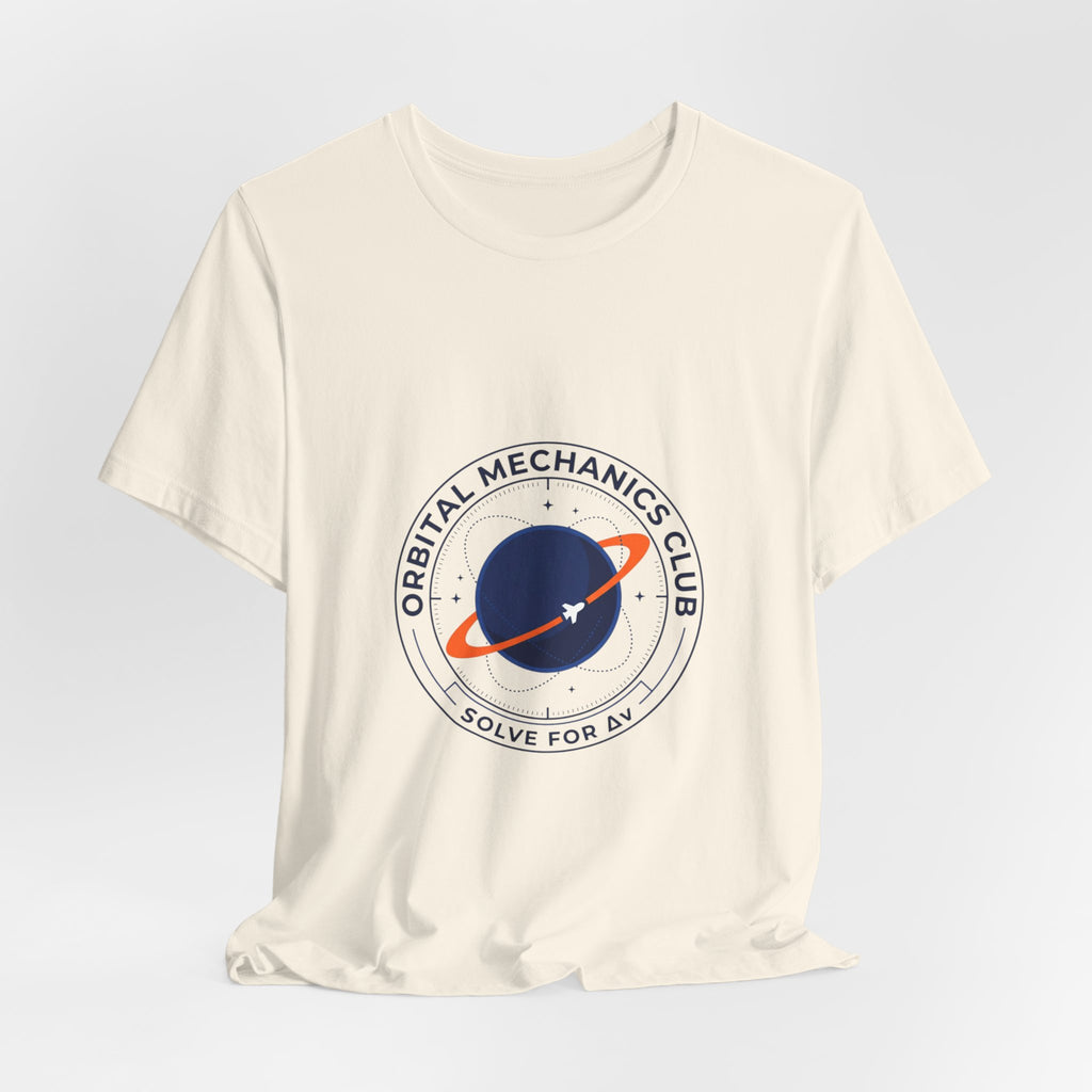 Orbital Mechanics Club Patch T-Shirt – Space Mission Graphic Tee | Rocket & Astronomy Design | Science Nerd Shirt