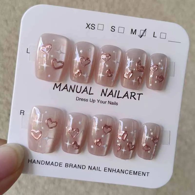 Colorful Hearts Press on Nails