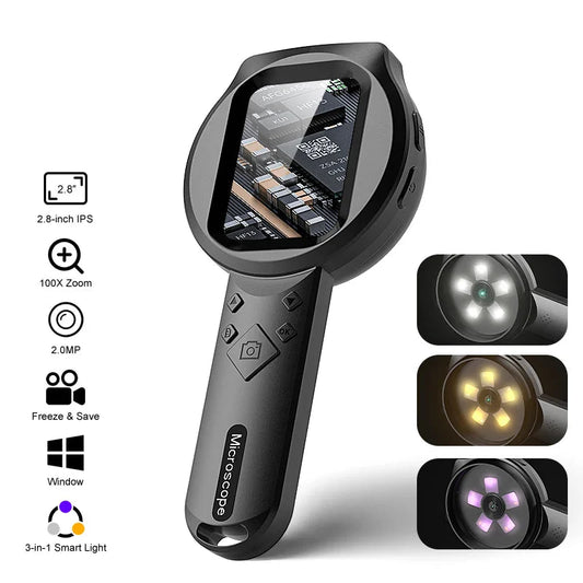 2.8" IPS Digital Magnifier – HD 1080P Portable Microscope (Up to 100×)