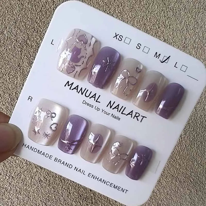 Colorful Hearts Press on Nails