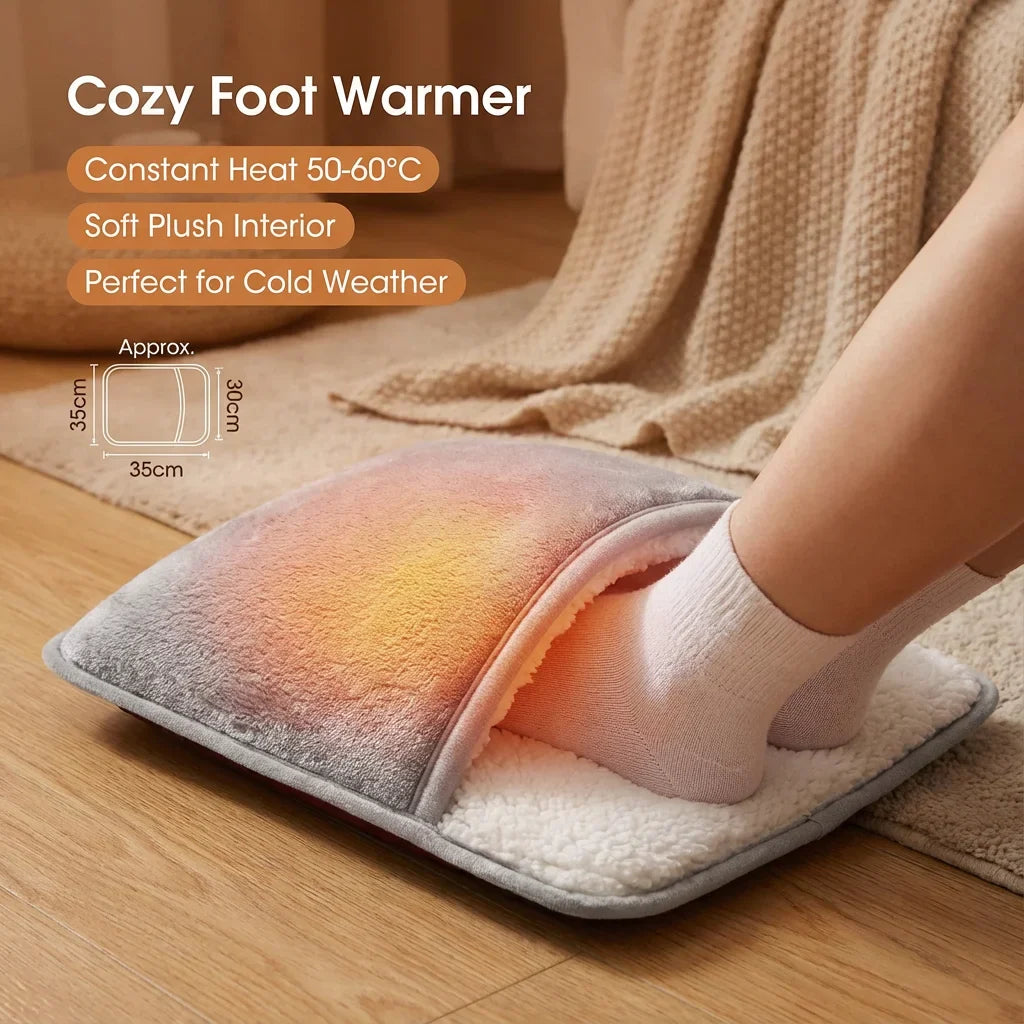 👉 USB Heated Foot Warmer Plush Heating Pad