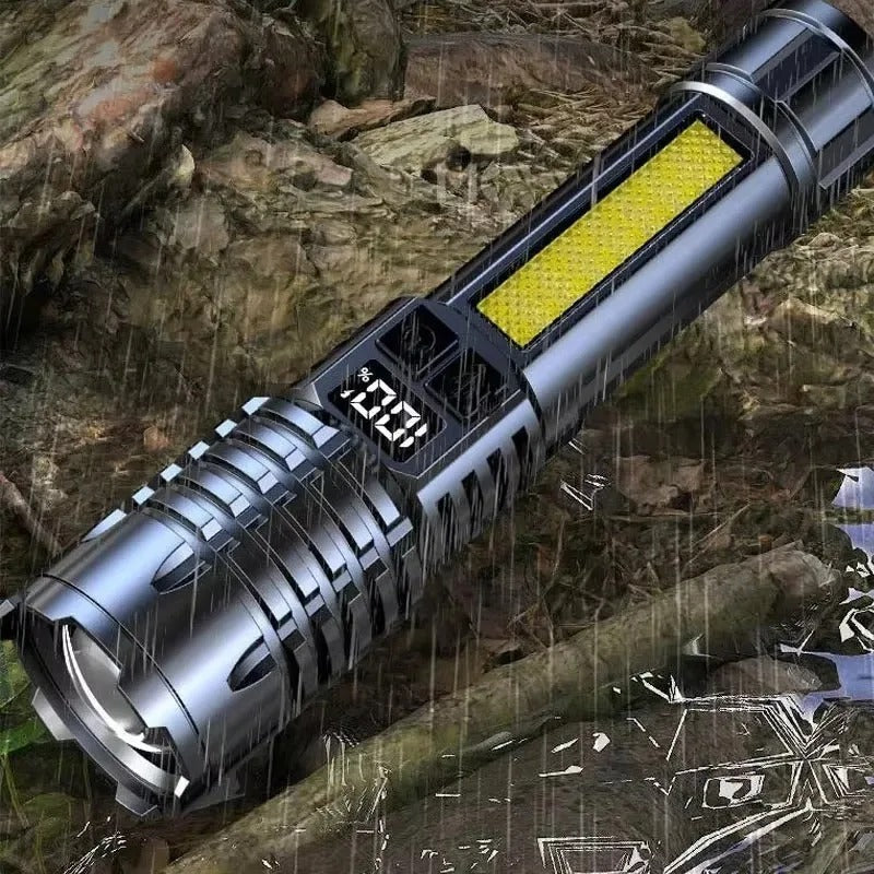 High Power LED Flashlight TYPE-C Rechargeable COB Torch Outdoor Camping Hiking Light